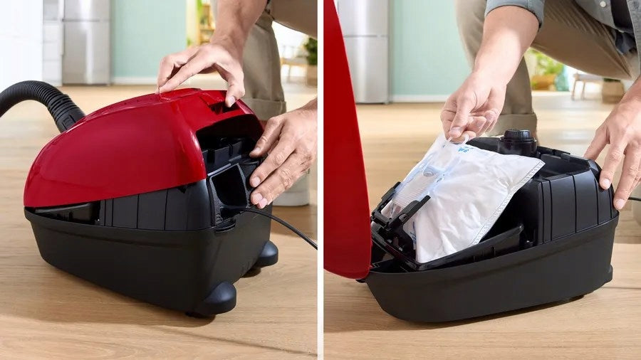 Bagged vacuum cleaner BOSCH BGB 38RD2 Design automatic cable retractor rubber wheels telescopic tube