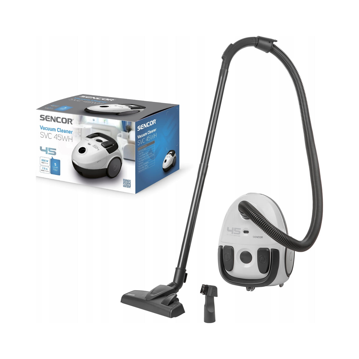 Bagged vacuum cleaner Sencor SVC 45WH-EUE3 850W ECO