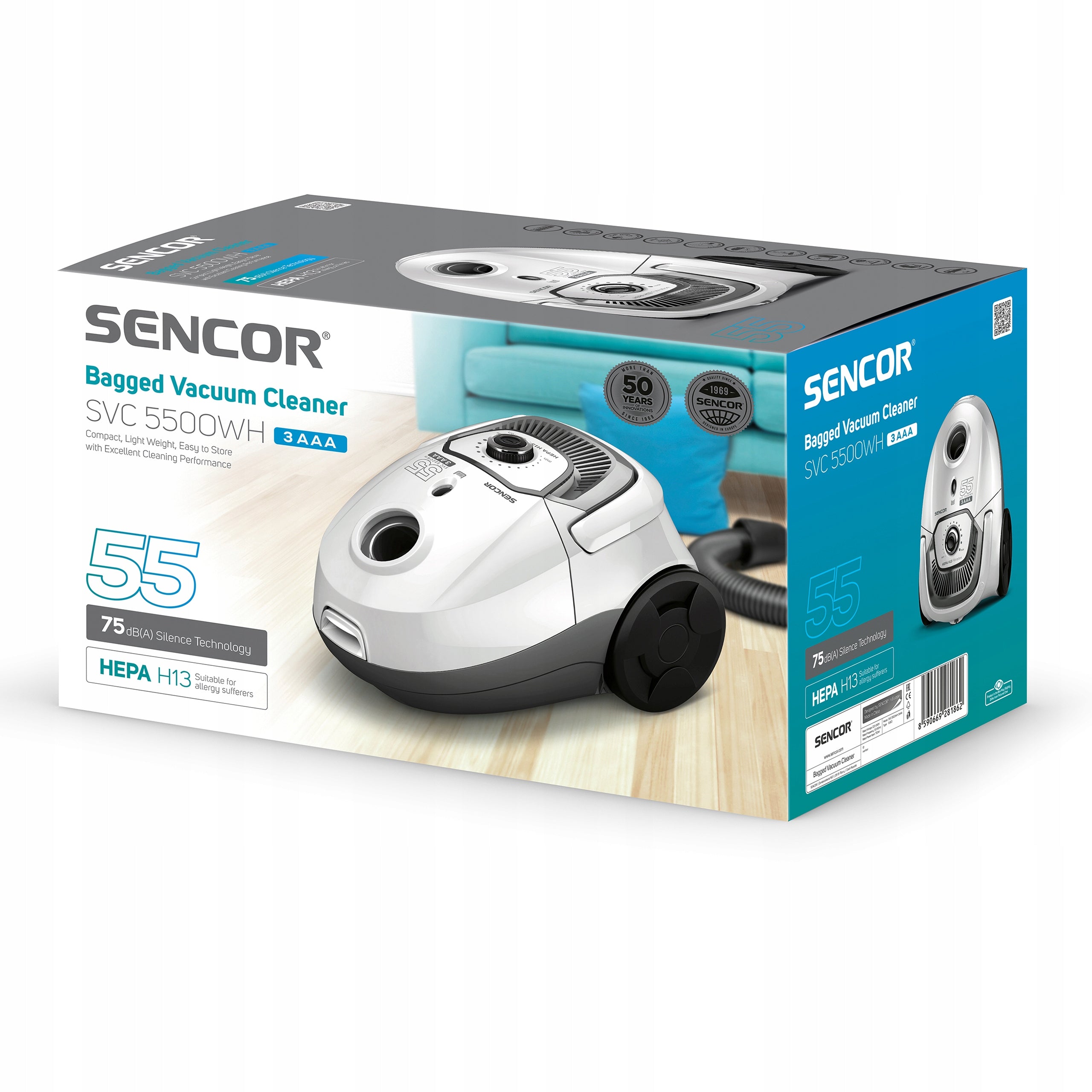 Bagged vacuum cleaner Sencor SVC 5500WH-EUE3 700W ECO Manufacturer code 41010120