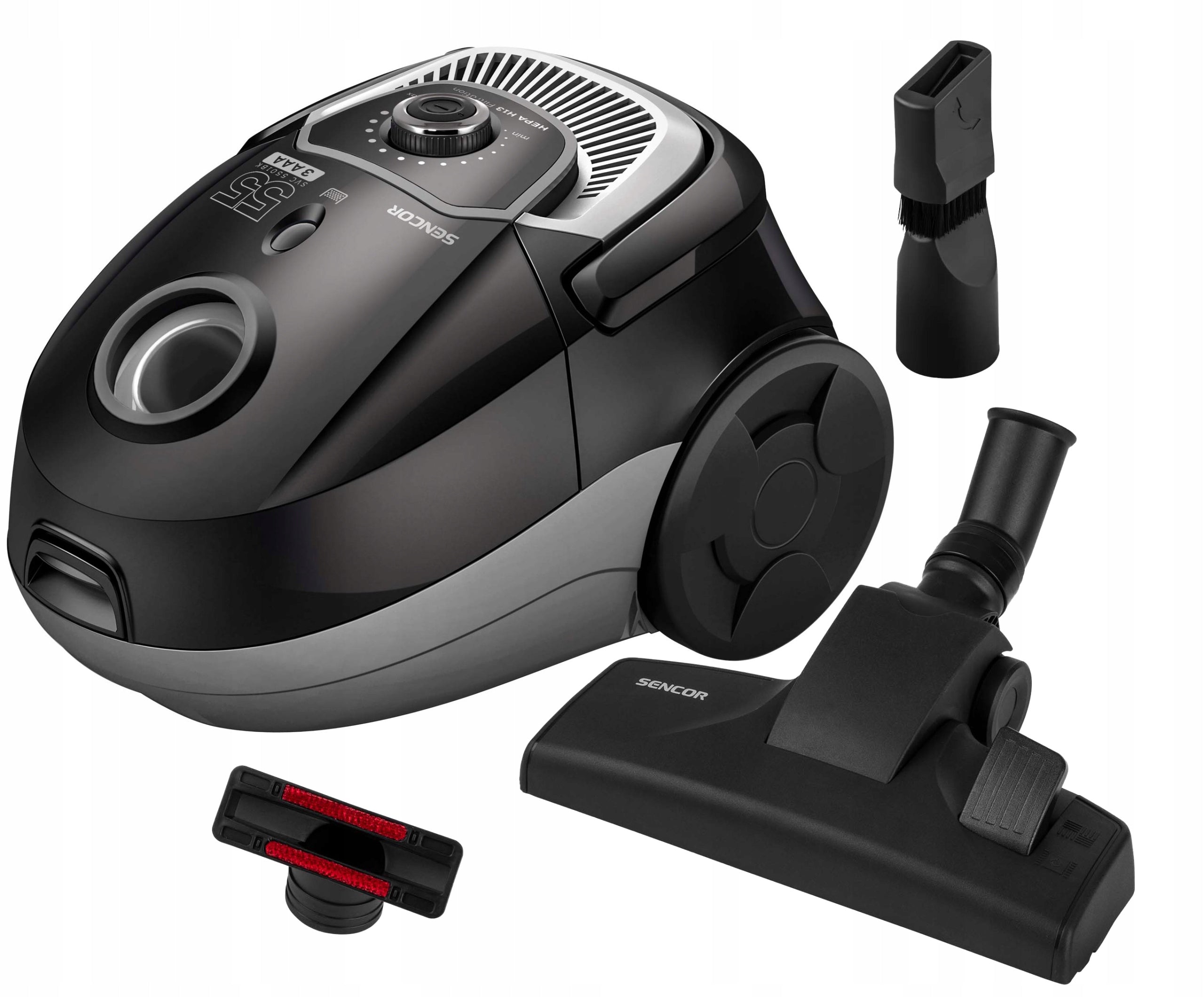 Bagged vacuum cleaner quiet Sencor SVC-5501 75dB HEPA for allergy sufferers 700W black Manufacturer code SVC5501BK