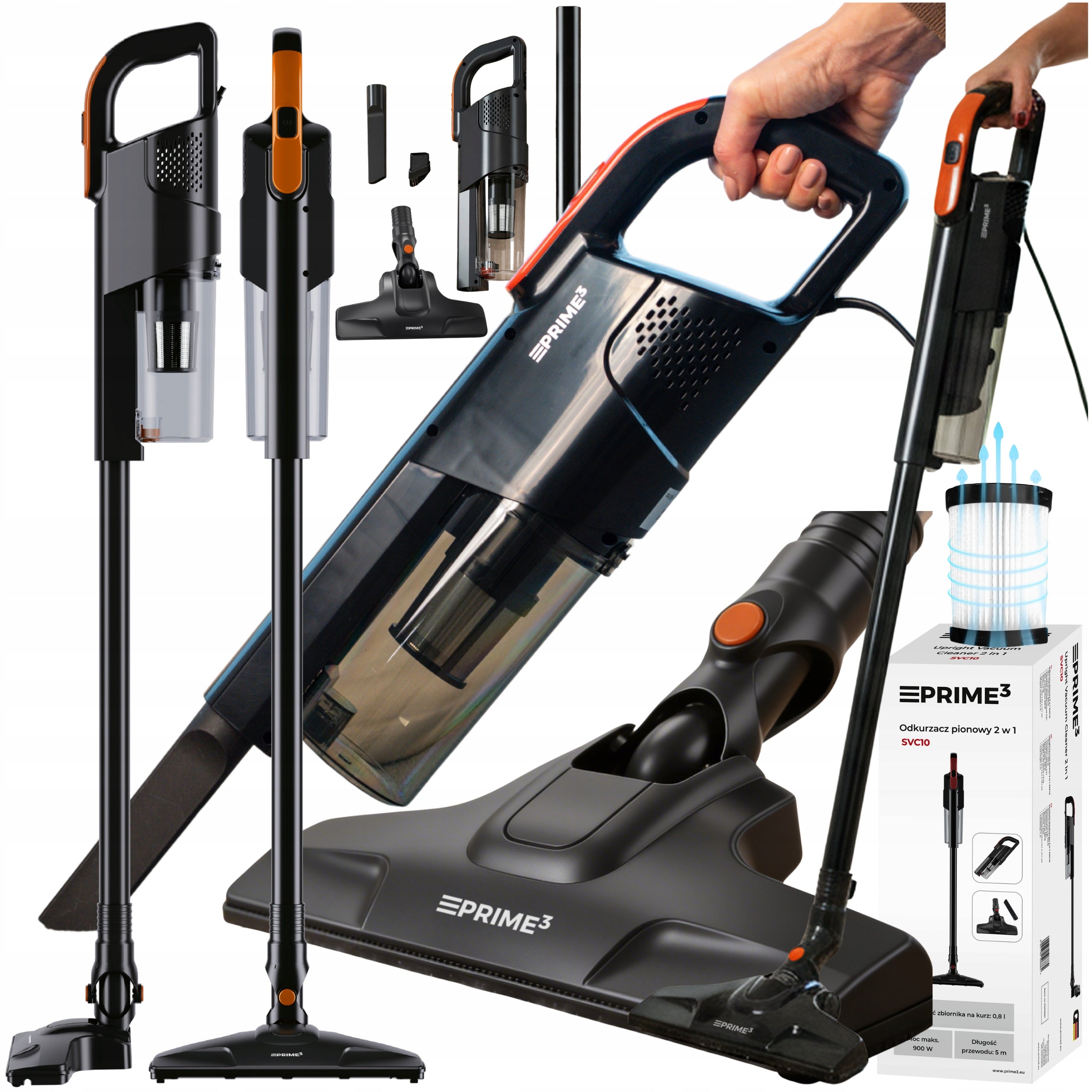 Bagless Upright Vacuum Cleaner 2in1Handheld HEPA Powerful Lightweight PRIME3 SVC10