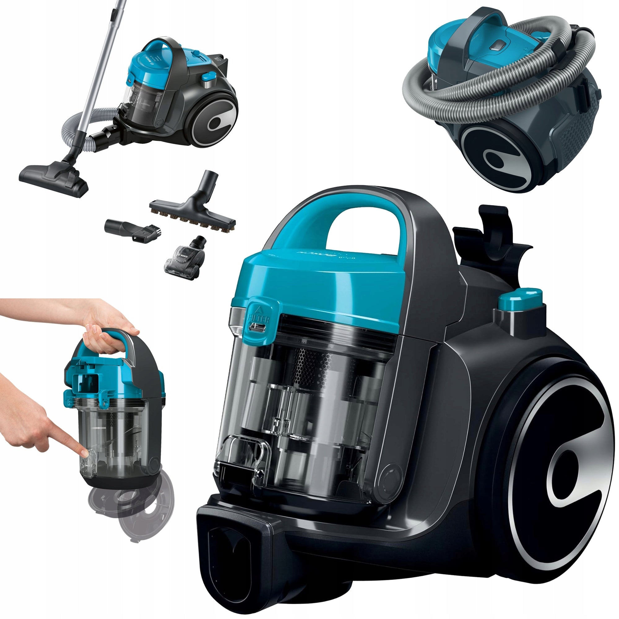 Bagless Vacuum Cleaner Bosch BGS05X240 PureAir Lightweight Cyclone Turbo Brush