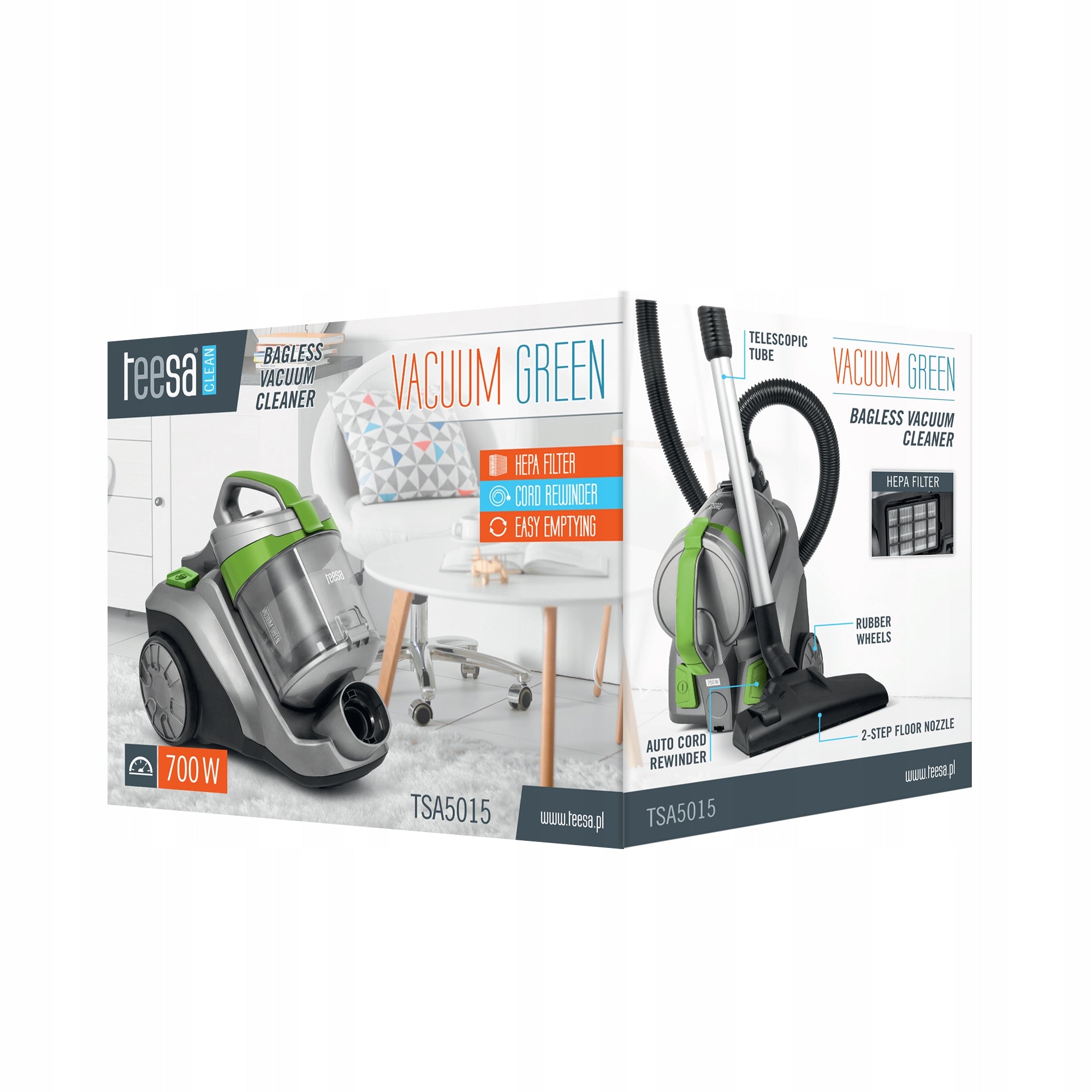 Bagless vacuum cleaner Teesa Vacuum Green Model Vacuum Green