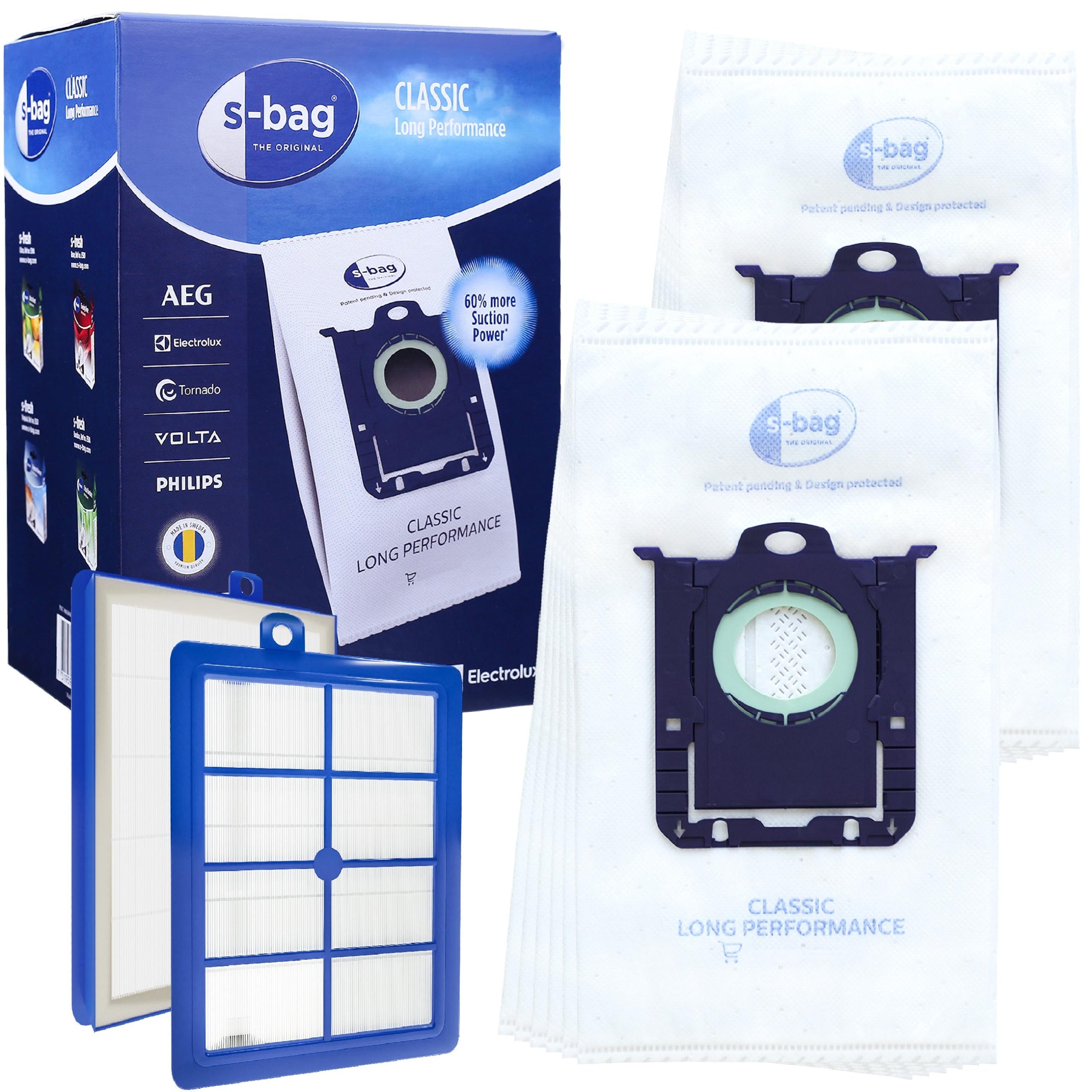 Bags Original S-BAG E201SM Classic Long Performance 12pcs + Hepa Filter
