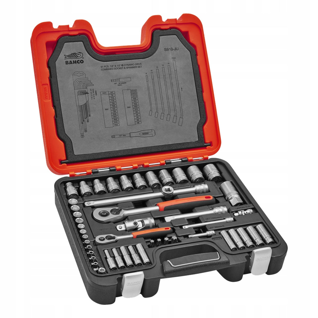 Bahco Socket wrench set 91 el S910-JU RATCHET SOCKET + Suitcase Manufacturer code 025738