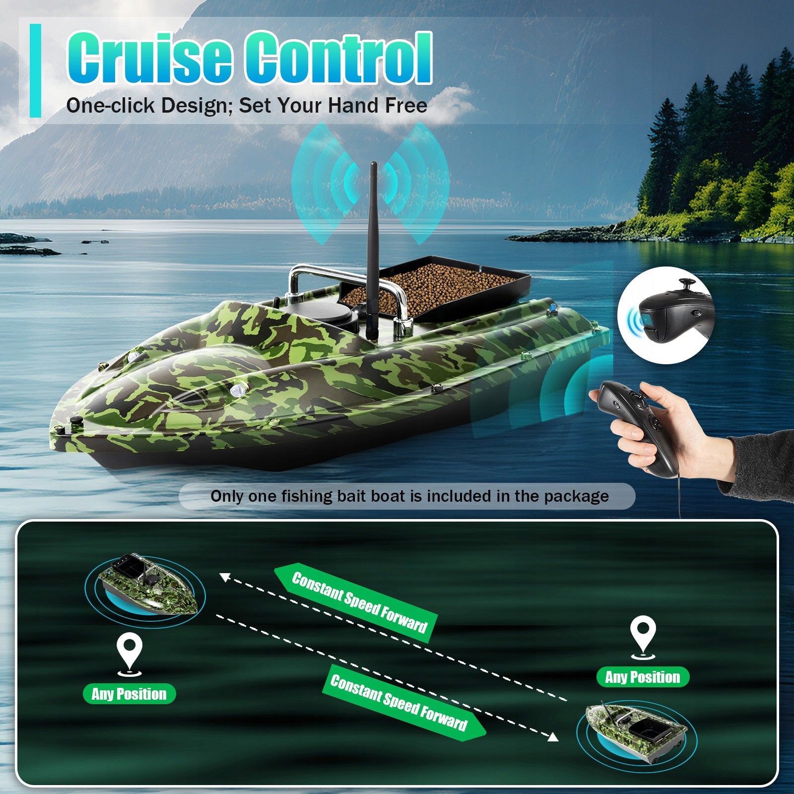Bait Boats for Carp Fishing - RC Fishing Boats 500m 1.5kg Loading Manufacturer code 49310901
