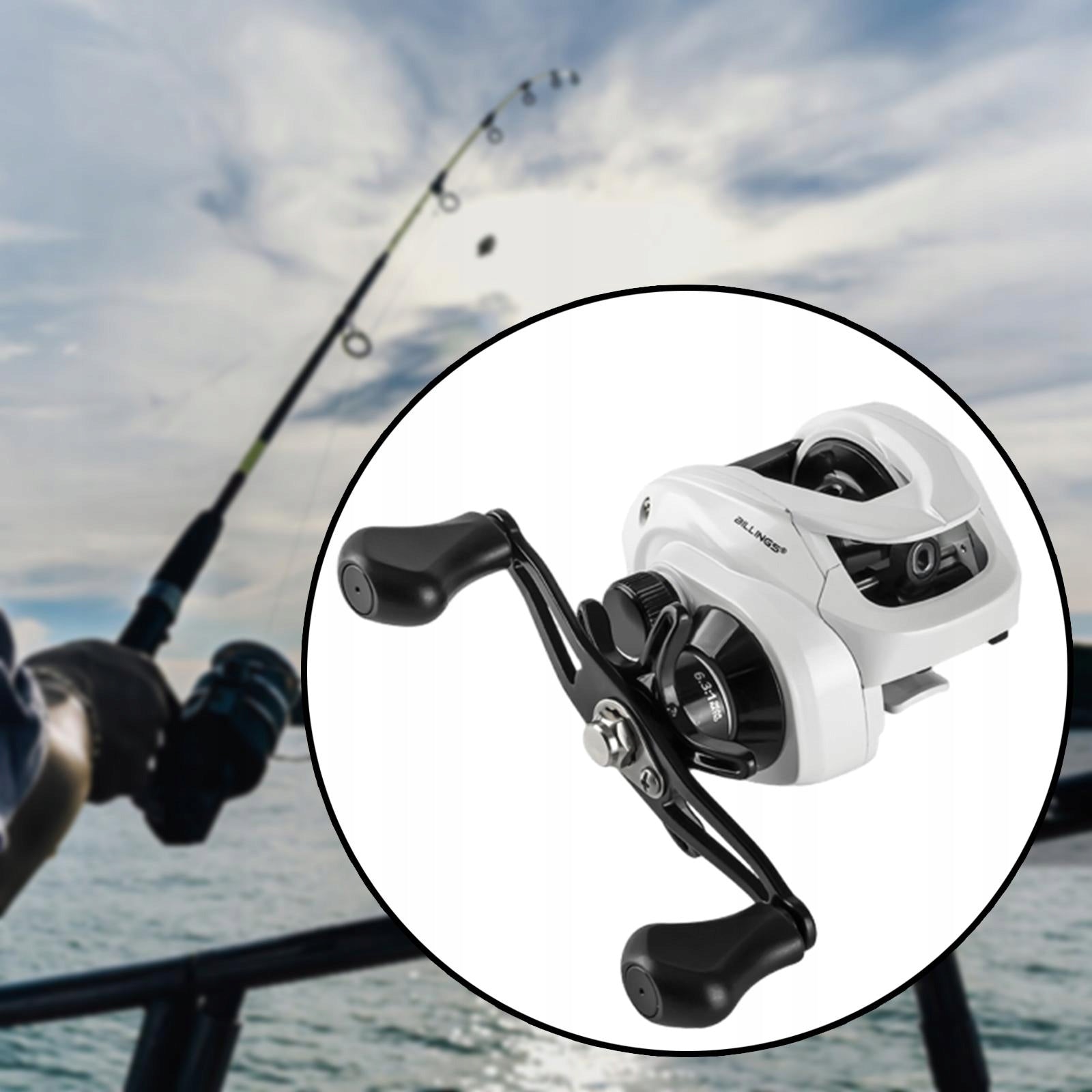 Baitcaster Fishing Reel 17.6lb Max Drag 6.3 :1 Gear Ratio Sea Right Hand