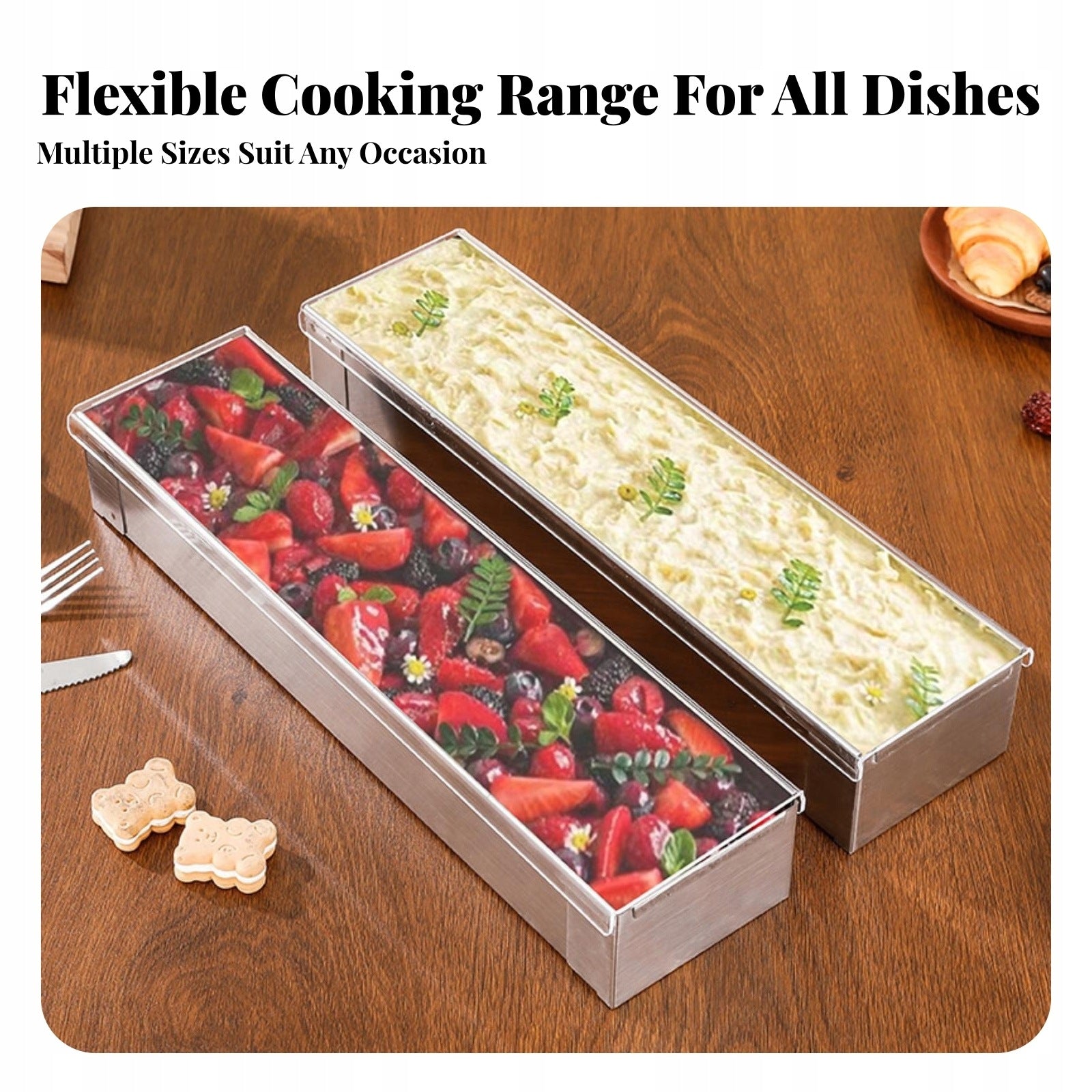Baking Mold with Removable Sides Stainless Steel Rectangular Cake Pan Packaging status original