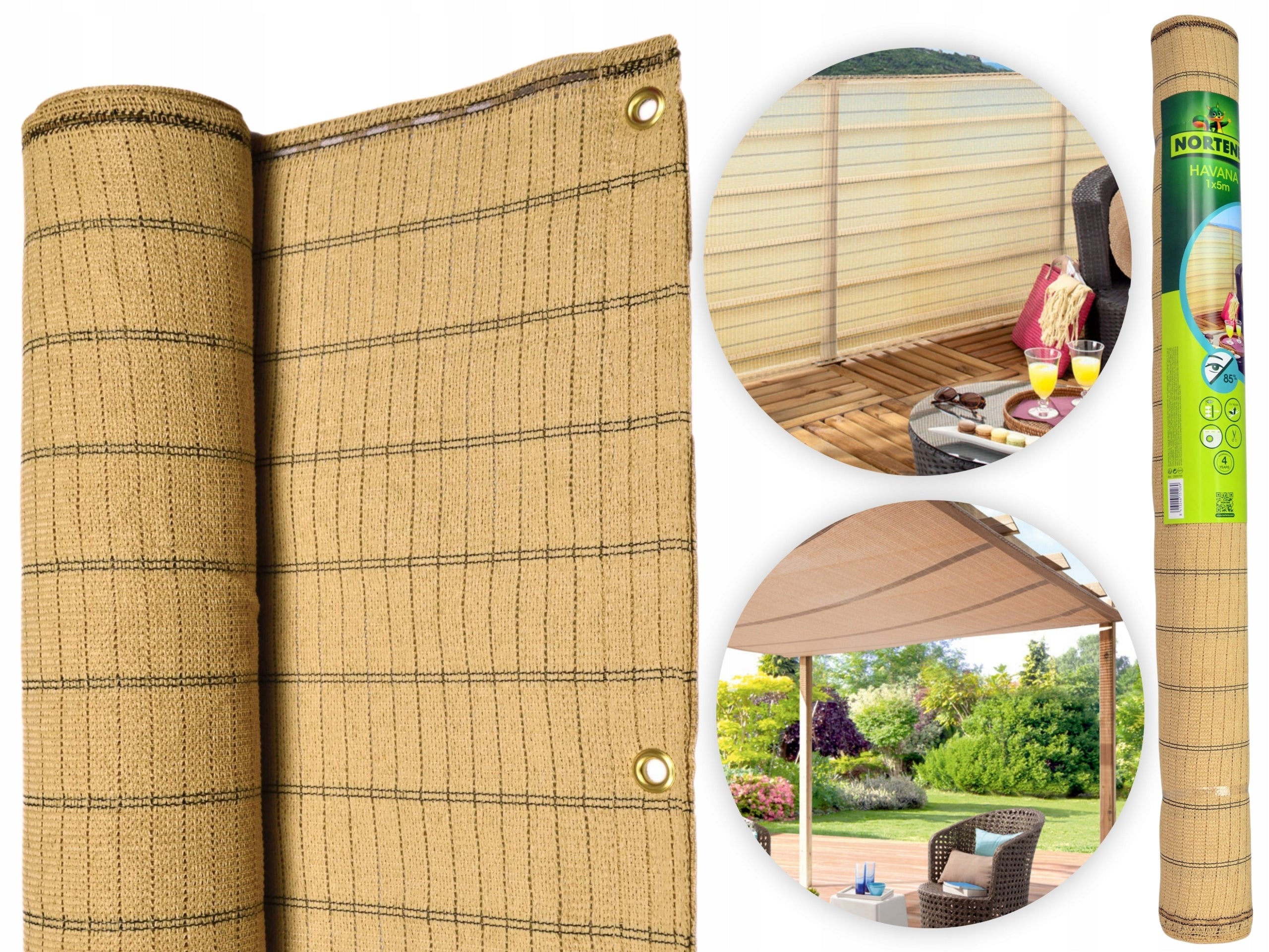 Balcony Cover Balcony Mat HAVANA Beige 1x5m Cream Fabric Railing
