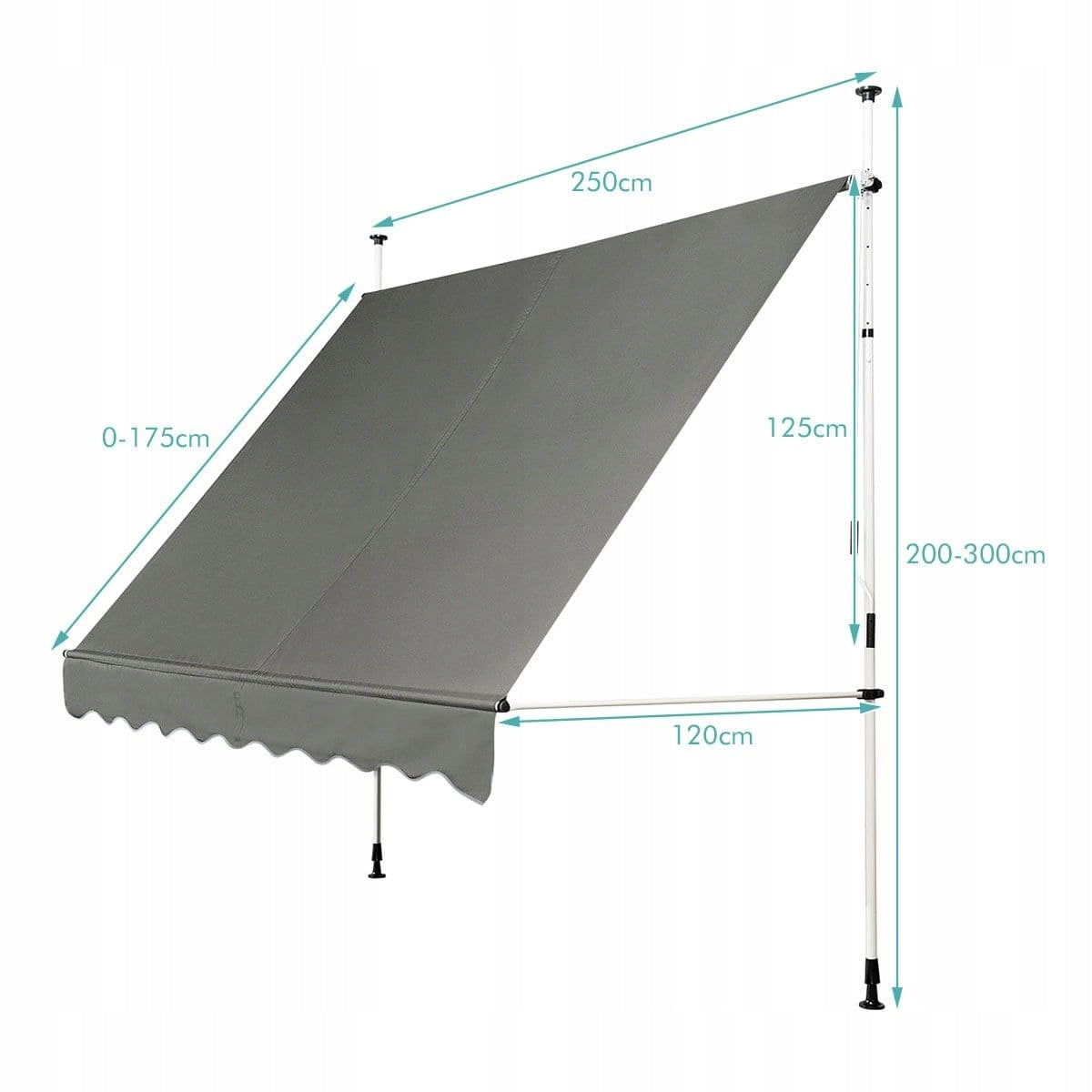 Balcony awning Expansion terrace awning Canopy 250 x 120 cm Length 120 cm