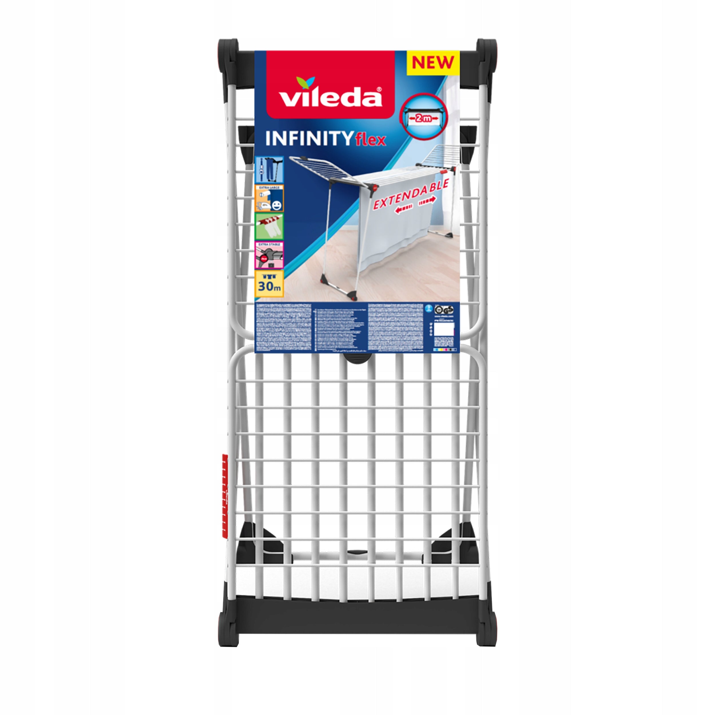Balcony dryer for washing clothes VILEDA Infinity Flex large EXTENDABLE Product weight with unit packaging 3.66 kg