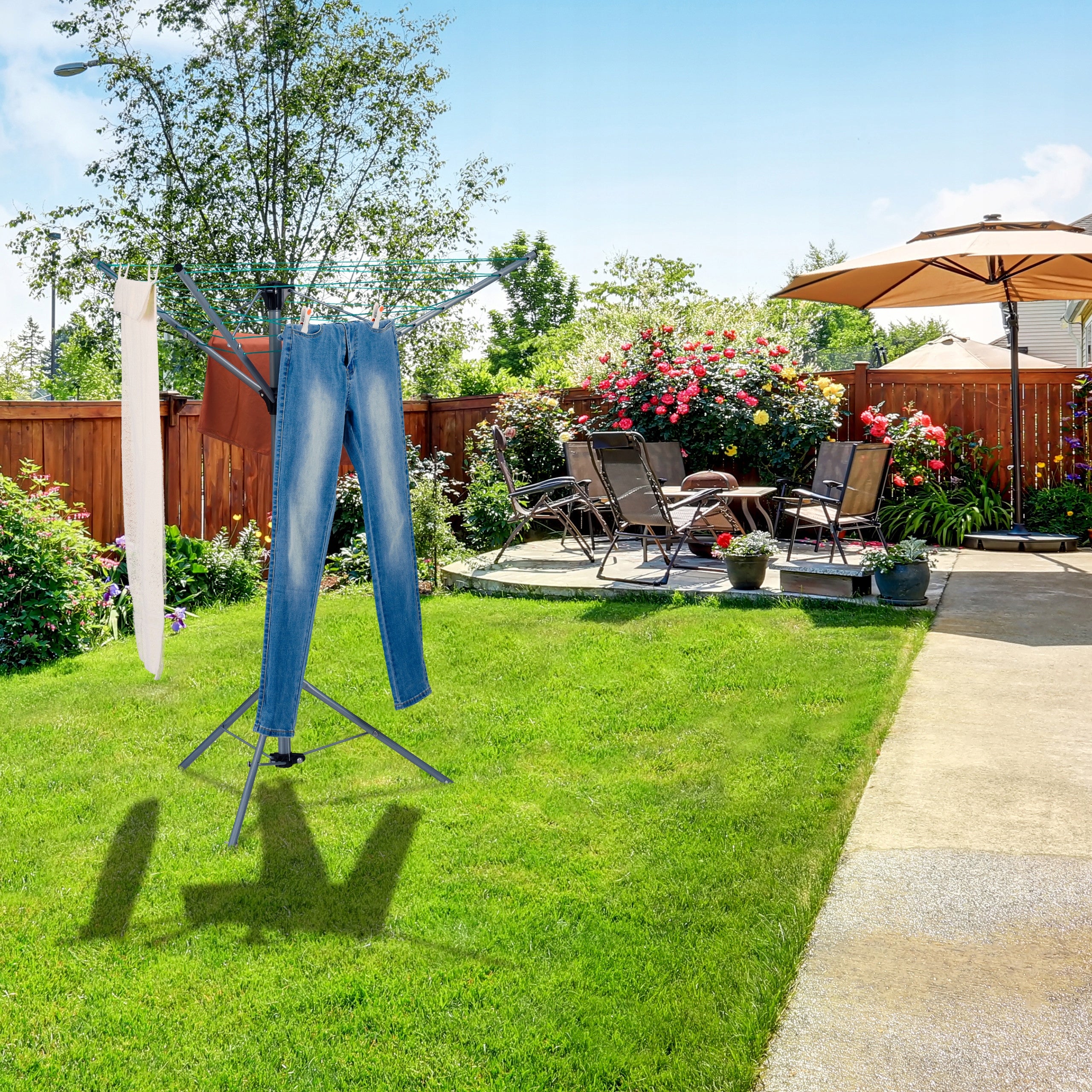 Balcony, garden, freestanding vertical dryer Relaxdays 135-140 cm x Brand Relaxdays