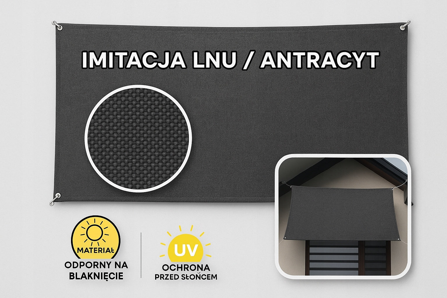 Balcony sun sail UV PROTECTION 150 cm x 150 cm Kind shade sail