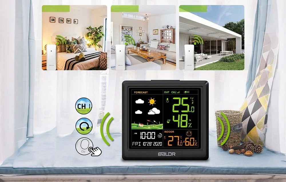 BaldrTherm RainPoint Weather Station With Sensor 100M 3 Channels AC Home Manufacturer code B0389WST2H2-V1