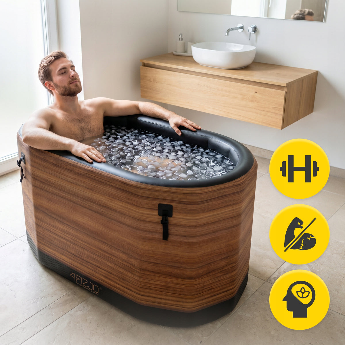 Balia Basin Inflatable Ice Bath Barrel Drop-Stitch Manufacturer code Dmuchana wanna do morsowania Wood - owalna