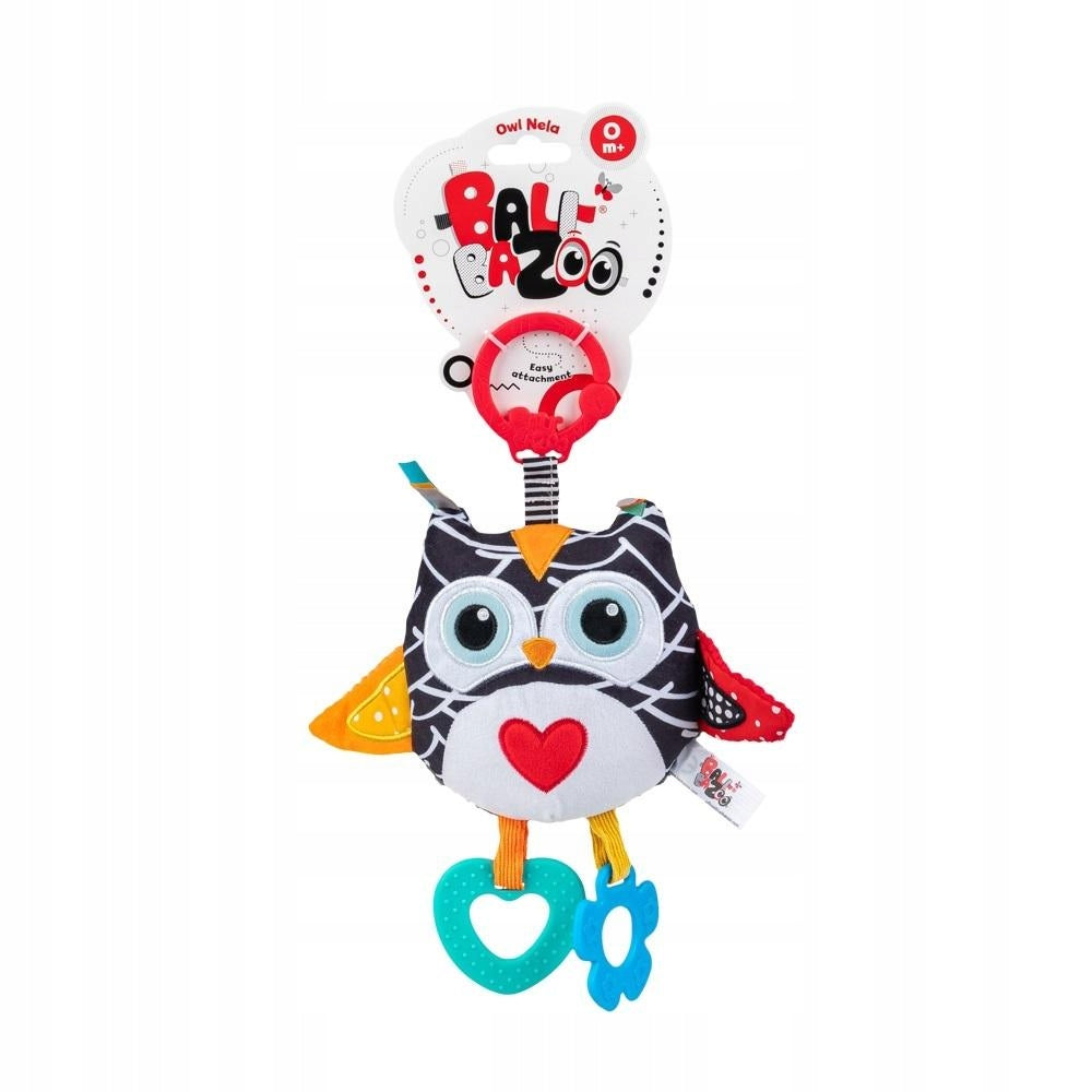 Balibazoo pendant rattle teether plush toy cuddly Owl Nela Brand Balibazoo