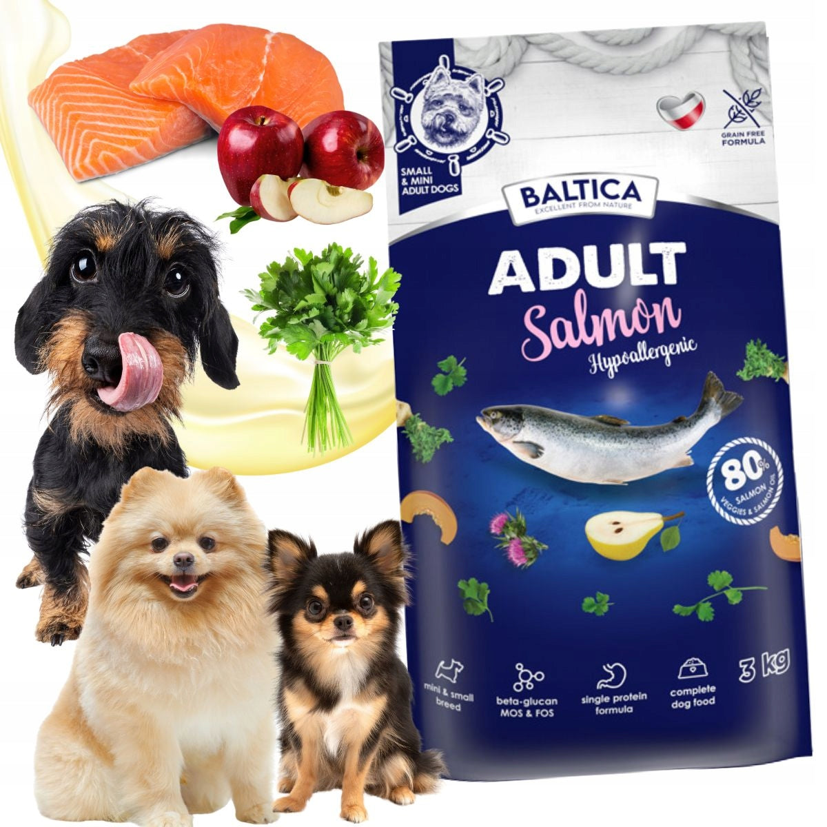 Baltica ADULT Salmon Hypoallergenic XS 3kg small breed food Product weight 3 kg