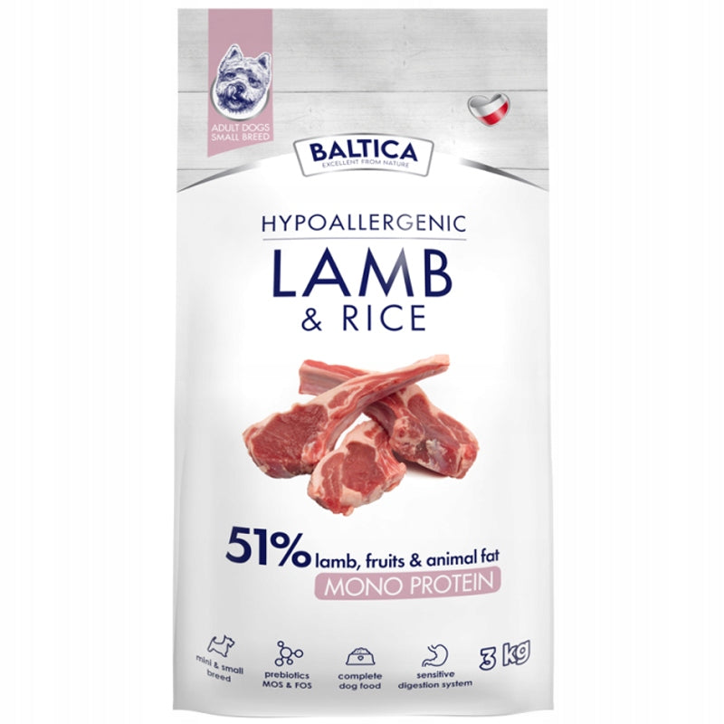 Baltica Hypoallergenic Lamb & Rice Adult Small Breed Dog Food 3kg