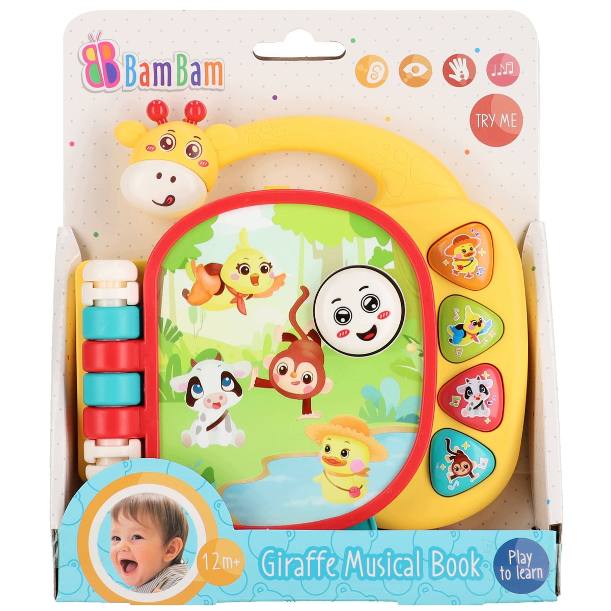 Bam Bam Giraffe Interactive Toy, MUSIC Educational Book SOUND Brand BamBam