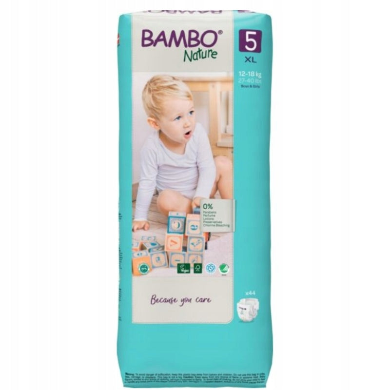Bambo Nature Diapers 5 Junior 12-18kg 44pcs Breathable Premium Diapers