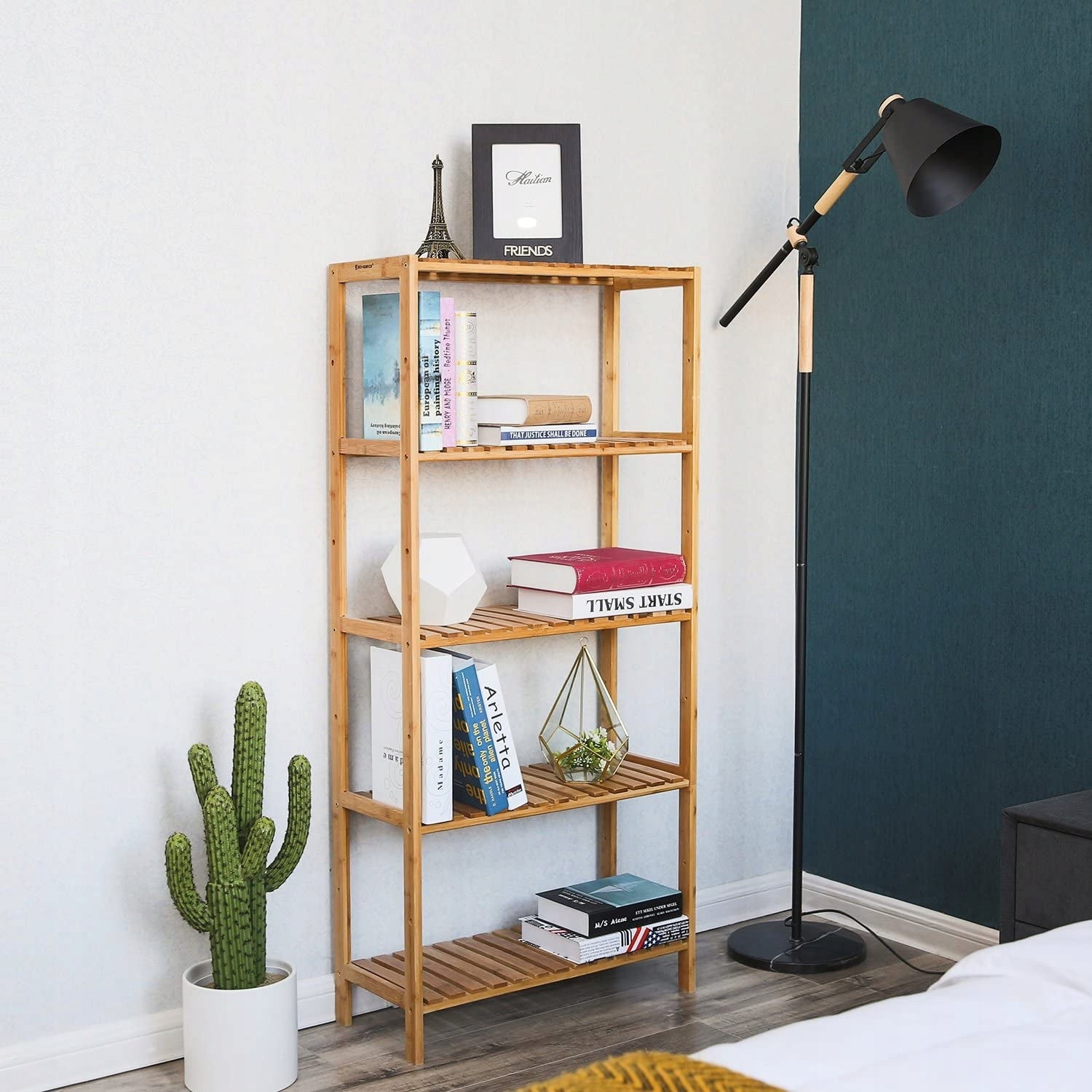 Bamboo Bathroom Cabinet Bookcase For Bathroom Room Furniture color shades of brown