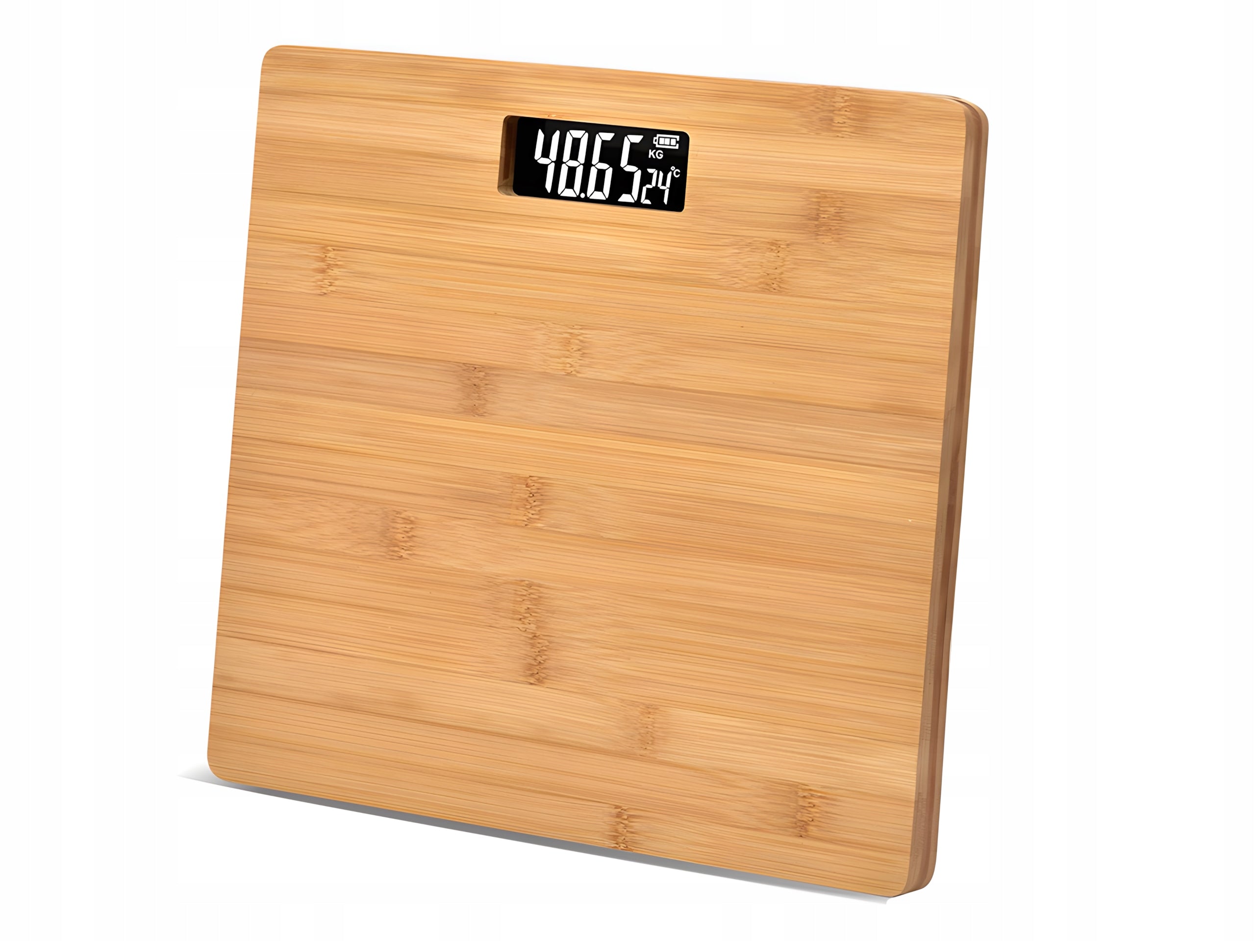 Bamboo Electronic Bathroom Scale up to 180KG LCD Display Manufacturer code Bambusowa Waga Łazienkowa Elektroniczna