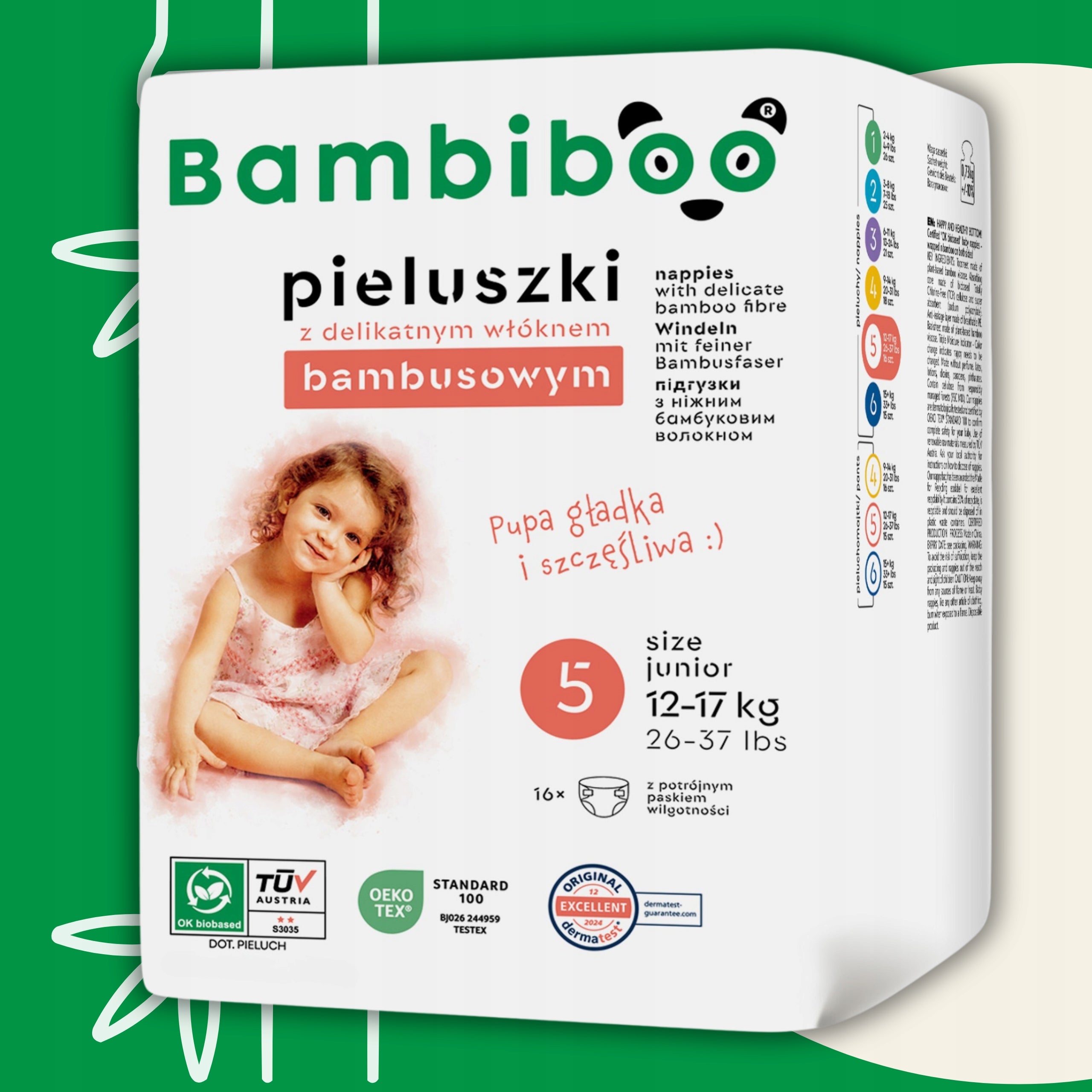 Bamboo Fiber Diapers BAMBIBOO 5 For Children Junior 16pcs. 12-17kg EAN (GTIN) 5906395106158