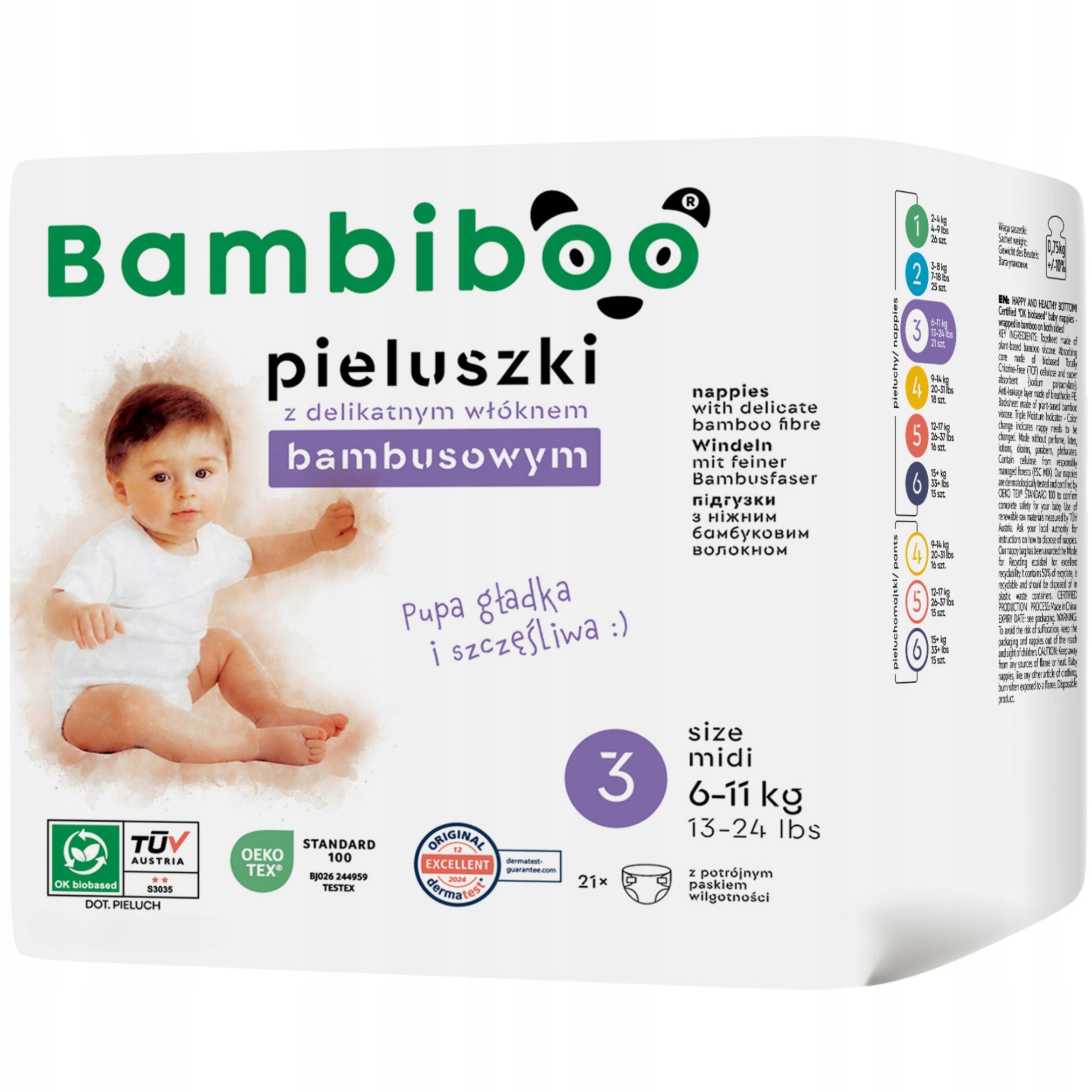 Bamboo Fiber Diapers BAMBIBOO For Babies size3 Midi 21pcs 6-11kg