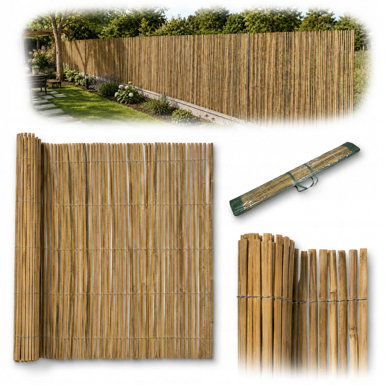 Bamboo Mat Balcony Cover 1,5x5m Natural For Balcony Terrace Fence