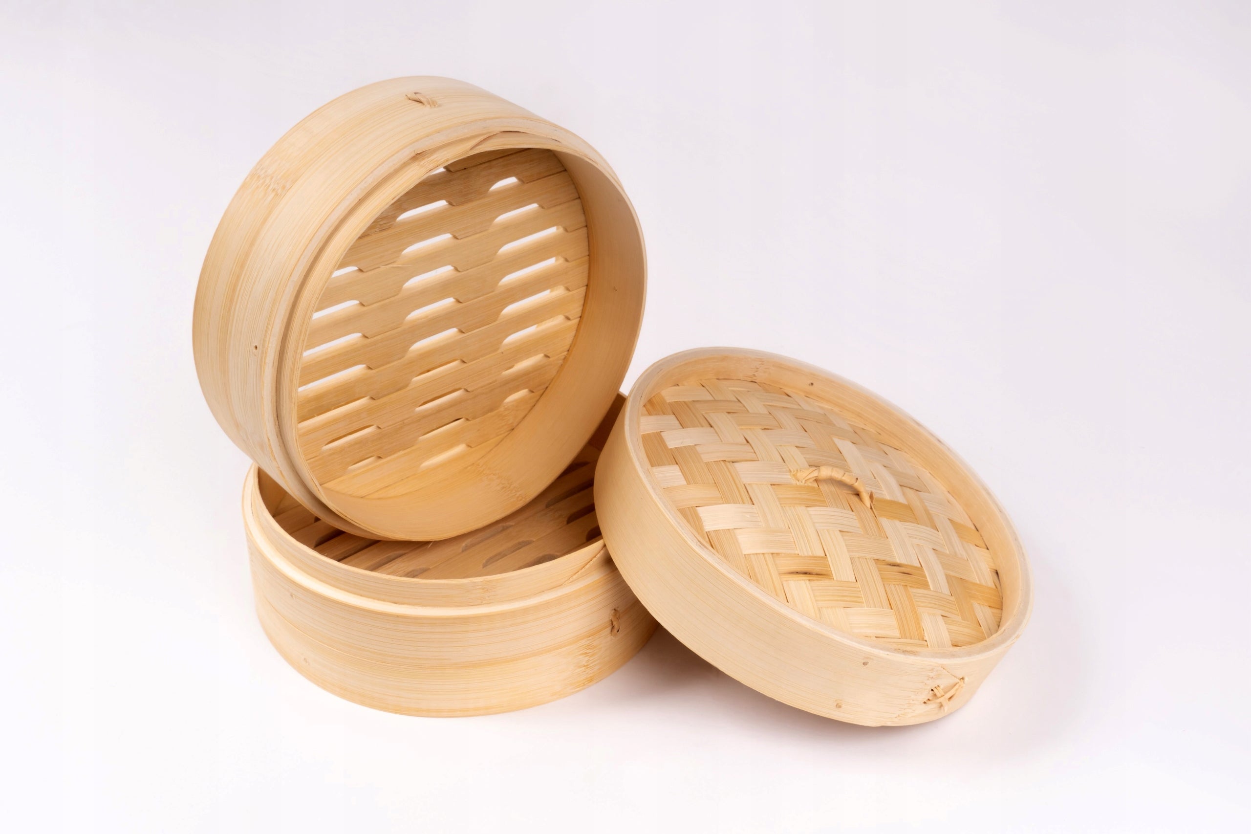 Bamboo Steamer 2-Level 18 cm Lid Steam Cooking Craft Wok Brand no brand