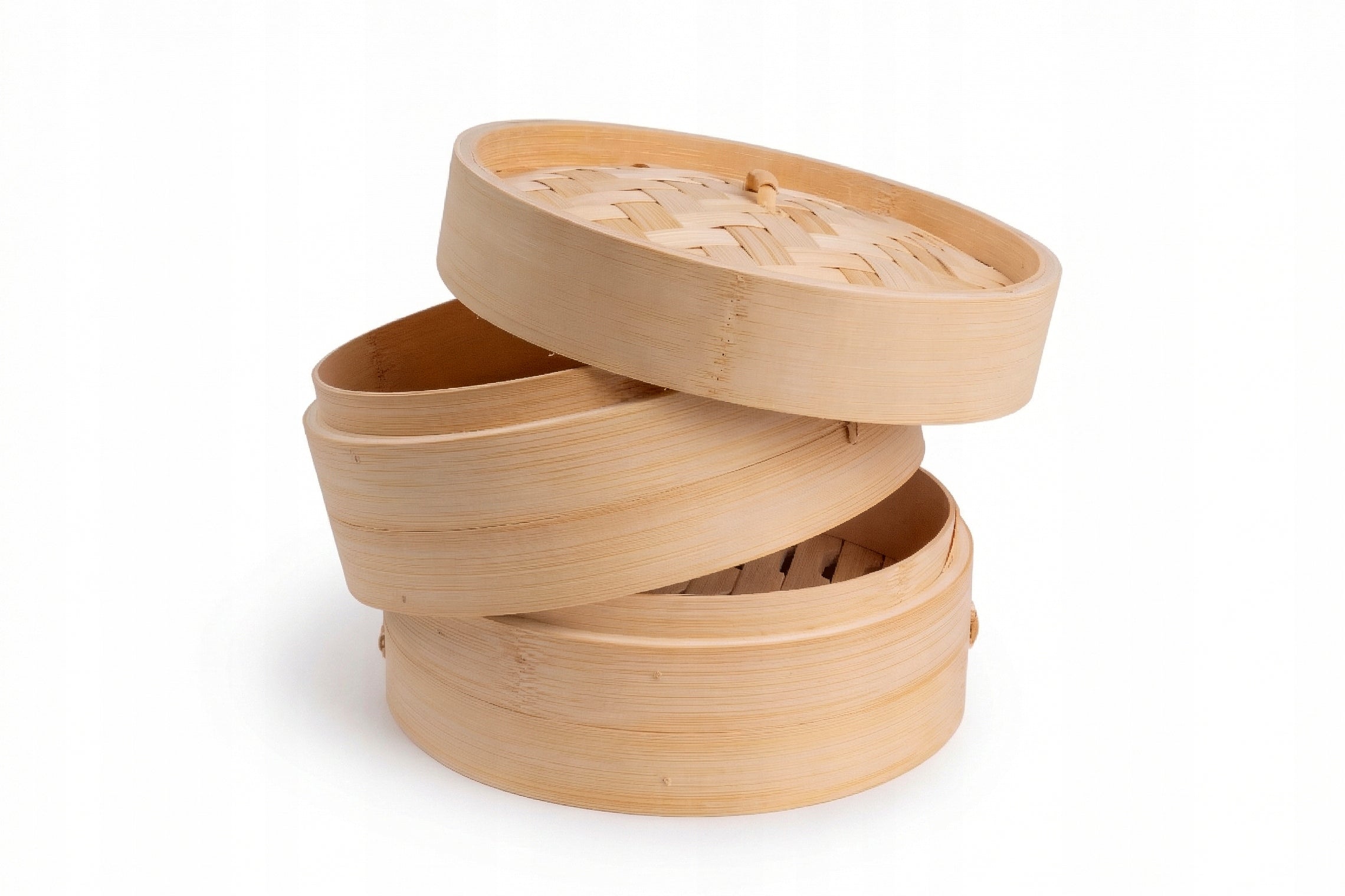 Bamboo Steamer 2-Level 18 cm Lid Steam Cooking Craft Wok