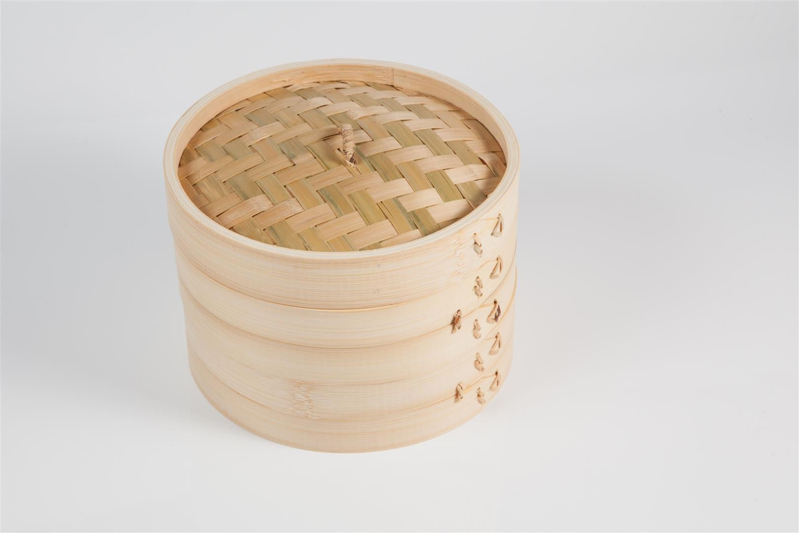 Bamboo Steamer 2-Level 21 cm Lid Steam Cooking Craft Wok Brand no brand