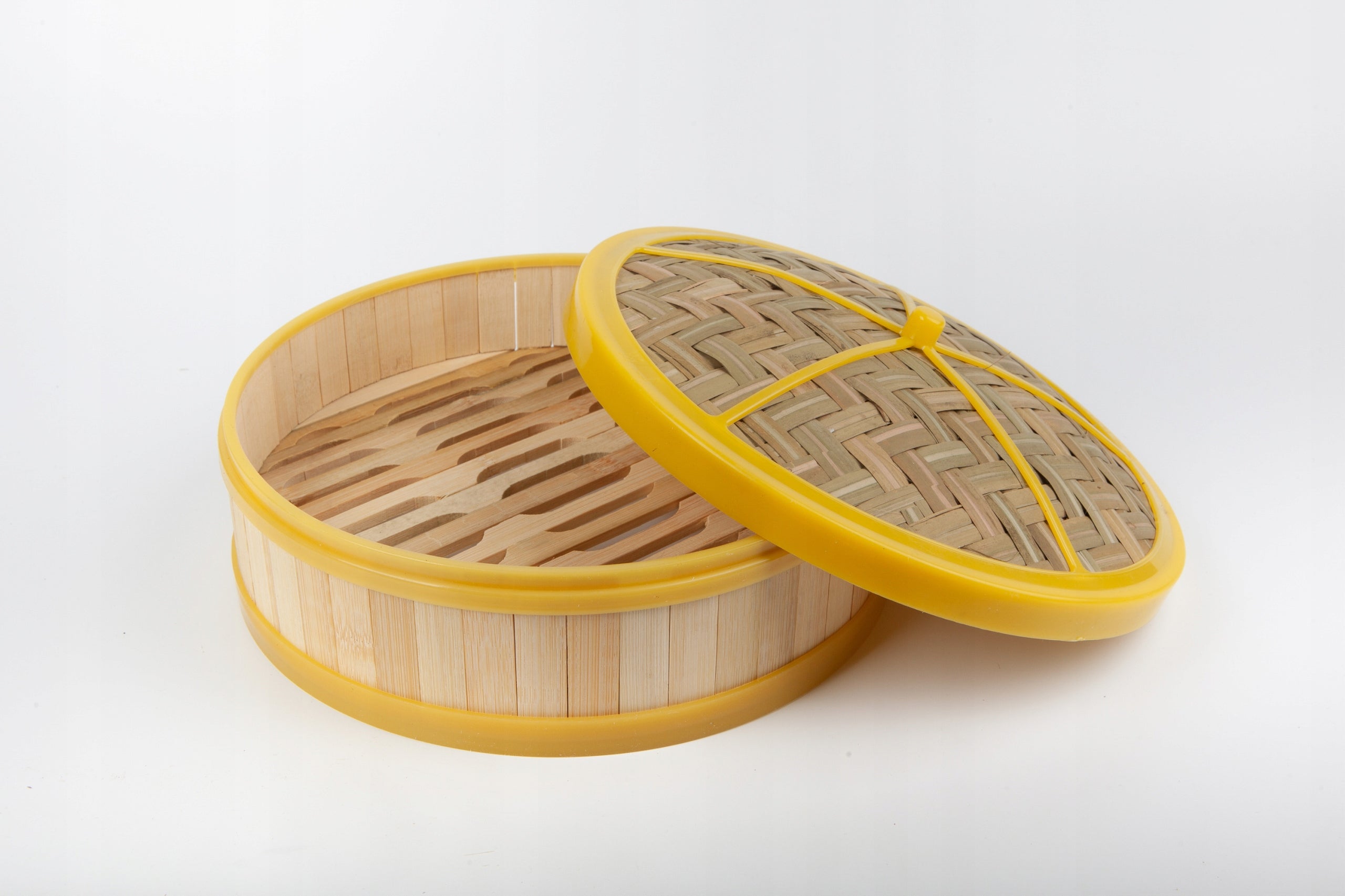 Bamboo Steamer 26cm 1-Level Plastic Reinforced Lid Craft Wok