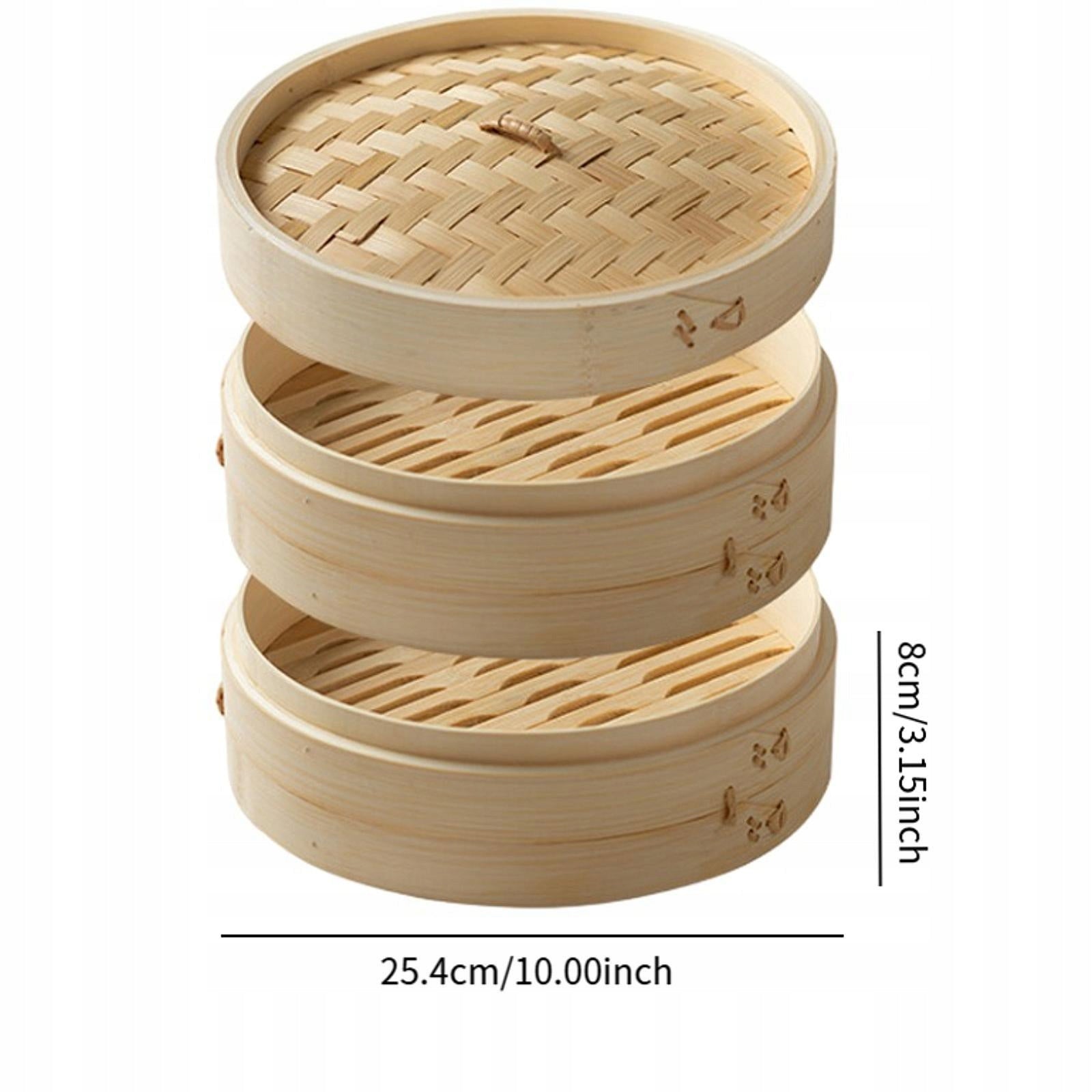 Bamboo Steamer Basket Bun Steaming Basket for Rice Desserts 25.4cm 2 layer Brand no brand