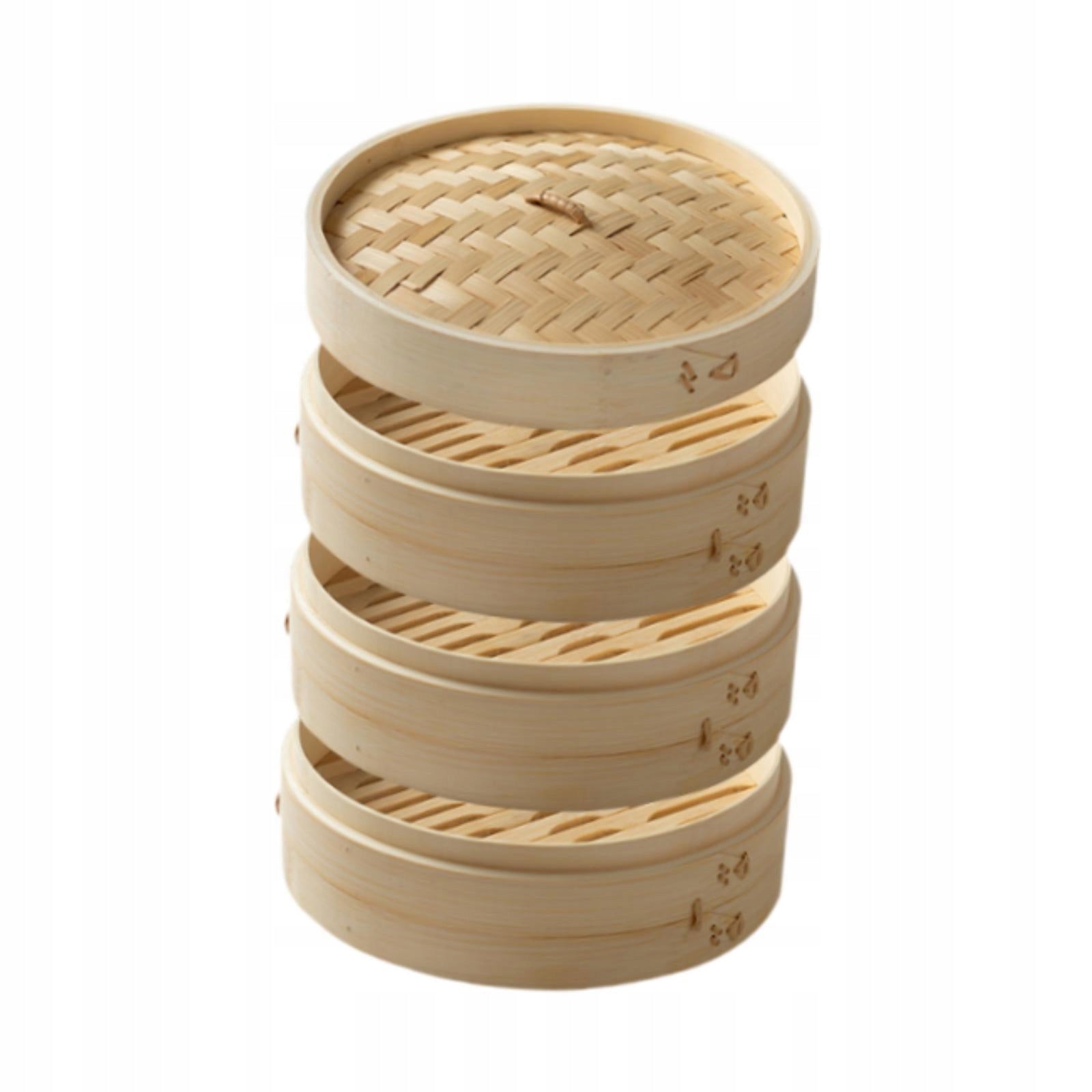 Bamboo Steamer Basket Handmade Bun Steamer for Rice Vegetables 28cm 3 layer Brand no brand