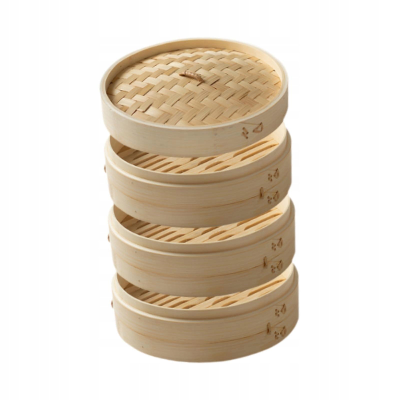 Bamboo Steamer Basket Handmade Bun Steamer for Rice Vegetables 28cm 3 layer Dominant color other