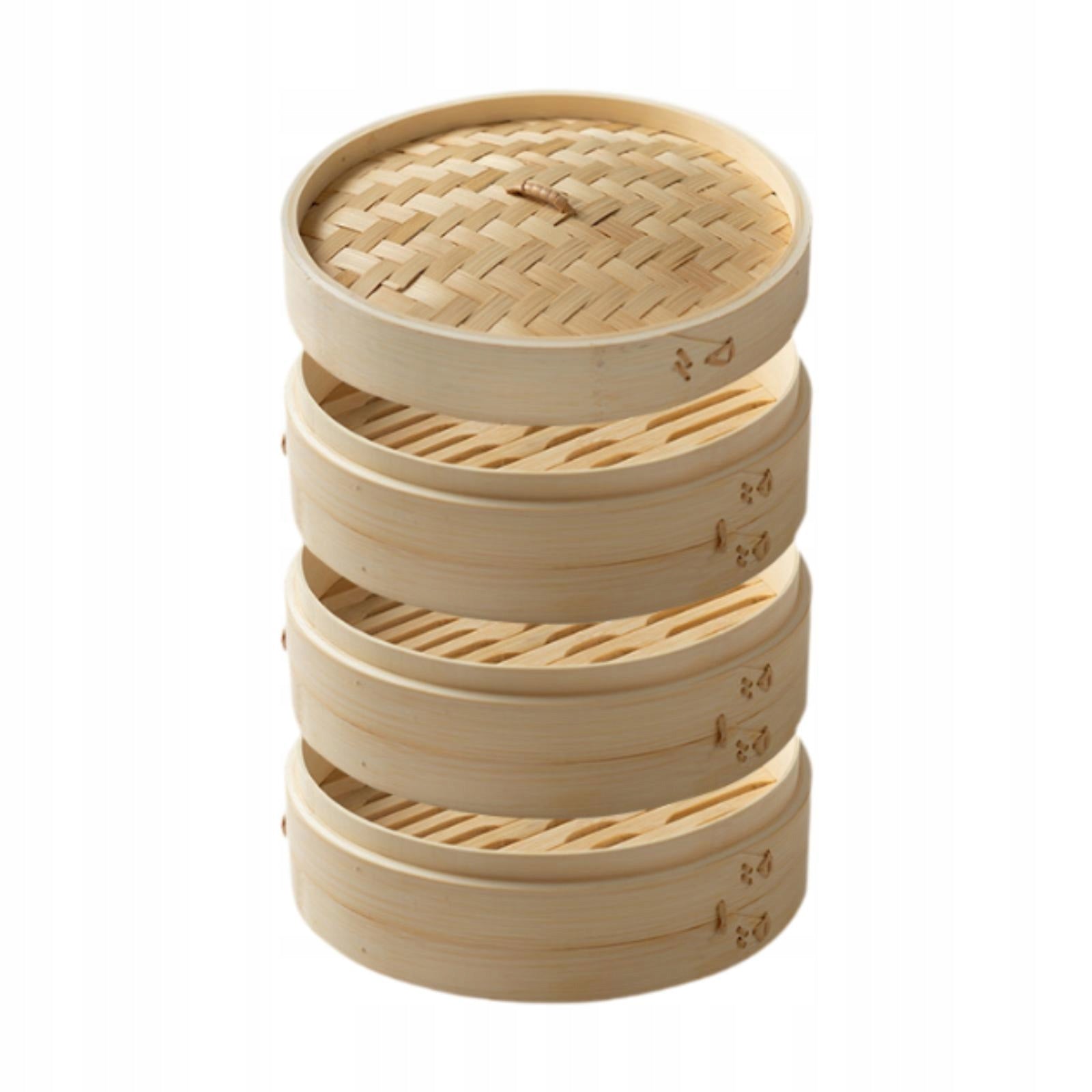 Bamboo Steamer Basket Handmade Bun Steamer for Rice Vegetables 28cm 3 layer