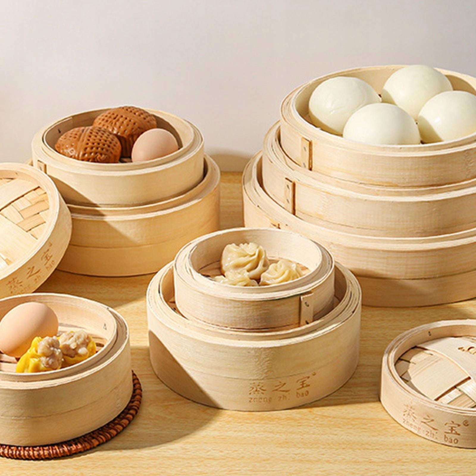 Bamboo Steamer Dumpling Steamer Cooker Handmade Bun Steaming Basket 20cm Brand no brand