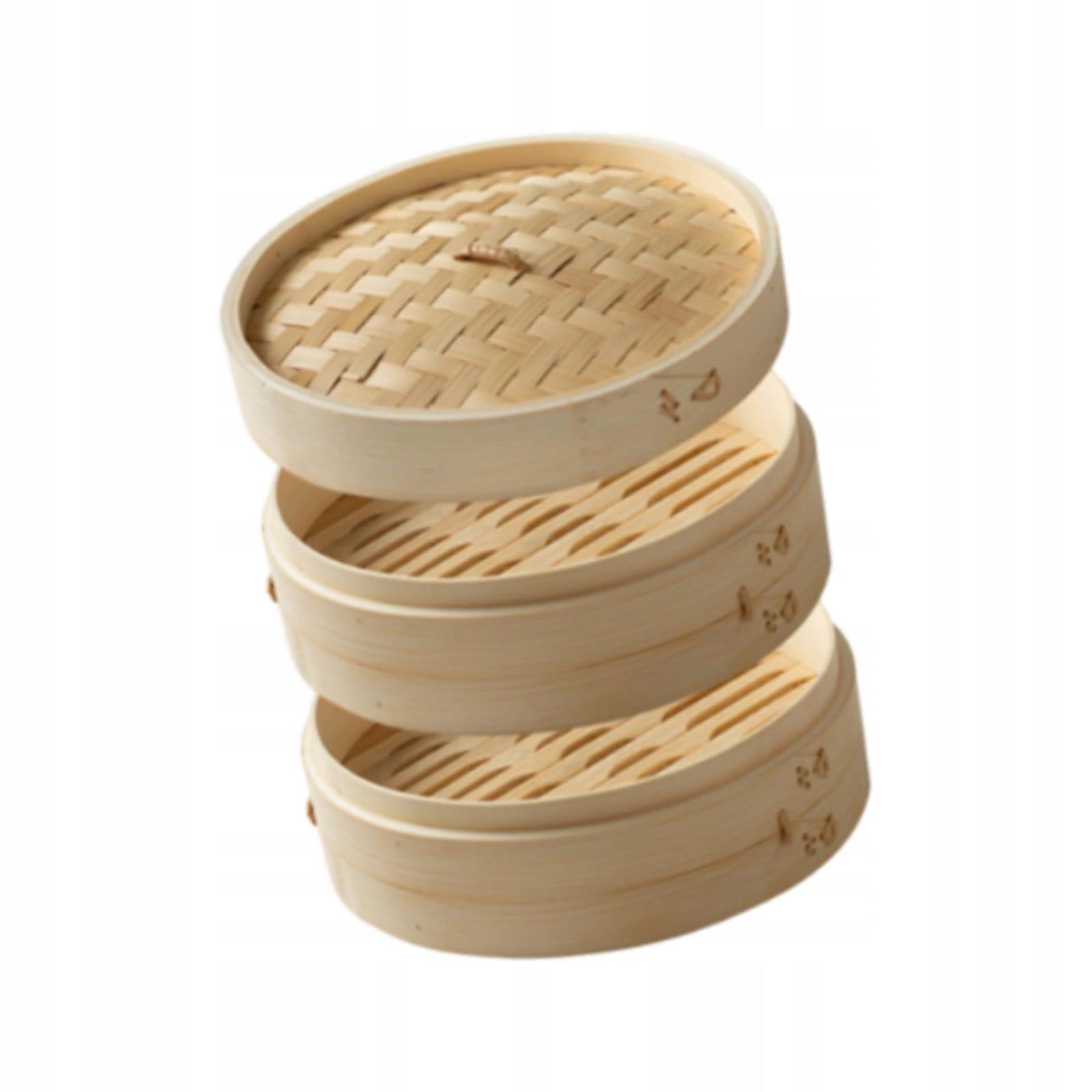 Bamboo Steamer Multiuse Cooking Dumpling Steamer for Meat 30cm 2 Tier Brand no brand