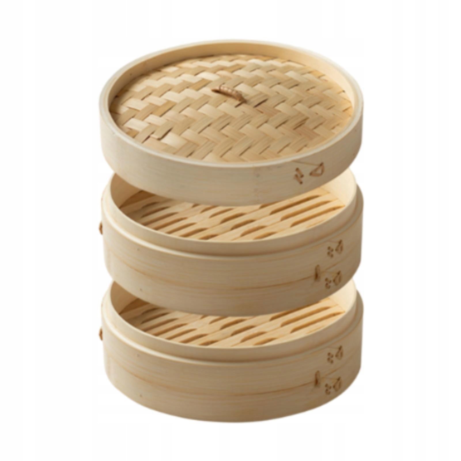 Bamboo Steamer Multiuse Cooking Dumpling Steamer for Meat 30cm 2 Tier