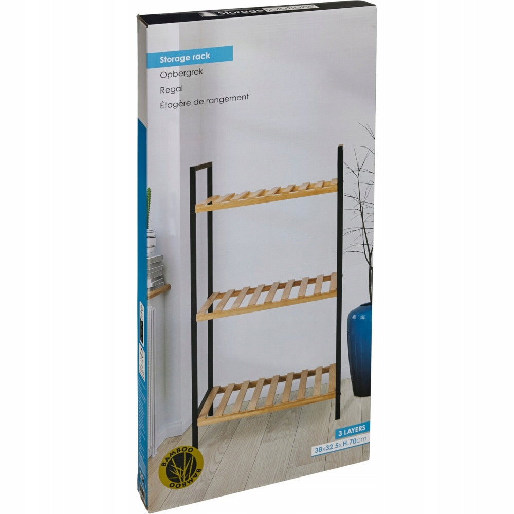 Bamboo bathroom shelf 3 shelves 38 x 32,5 x 70 cm Furniture color black