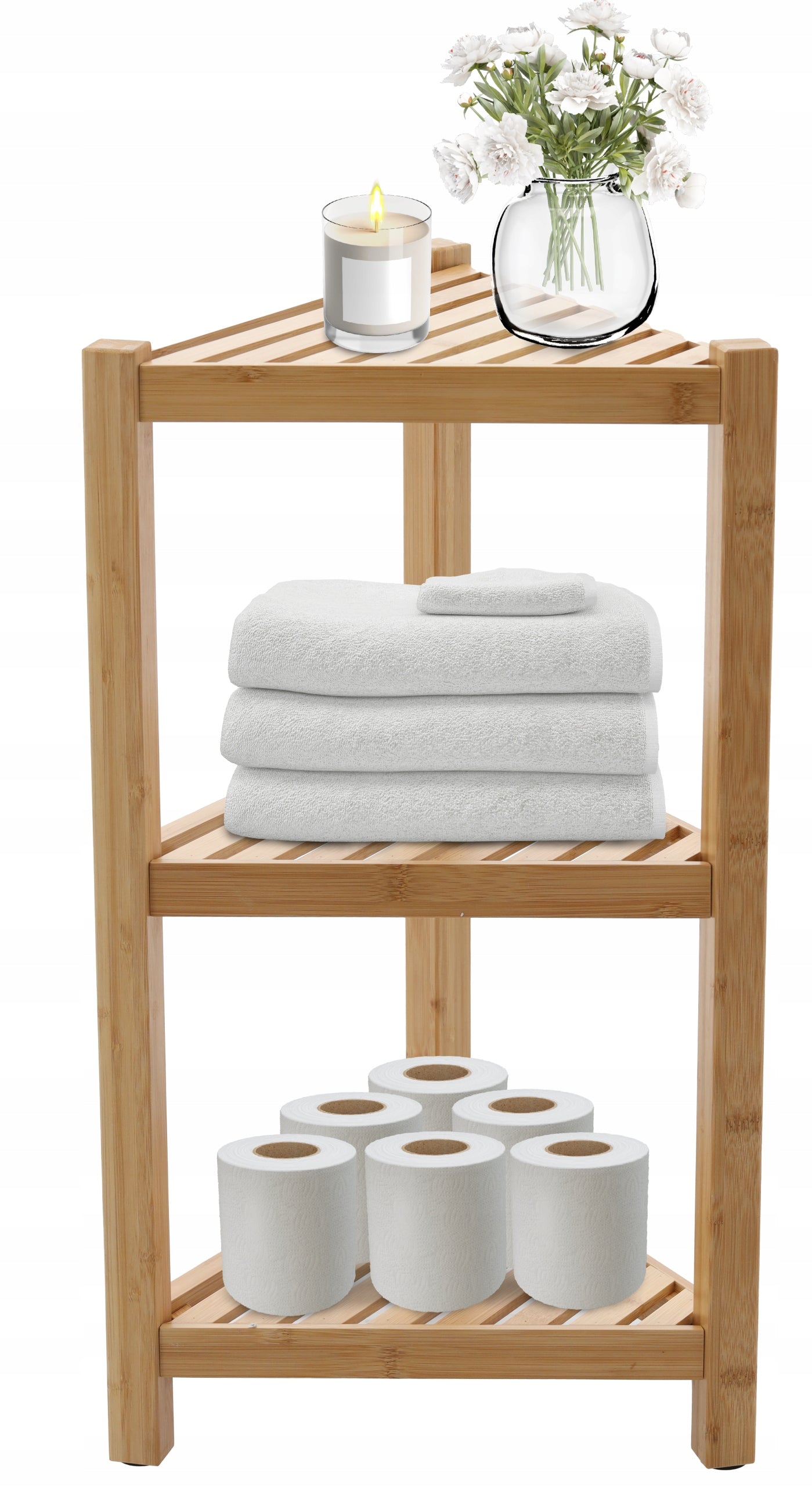 Bamboo bookcase 3 shelves bathroom balcony flowerbed 34x34x60 cm Manufacturer code 7049