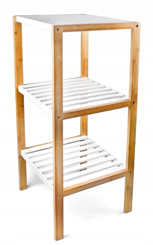 Bamboo bookcase with 3 shelves 80 x 33 x 34 cm White and brown Relaxdays