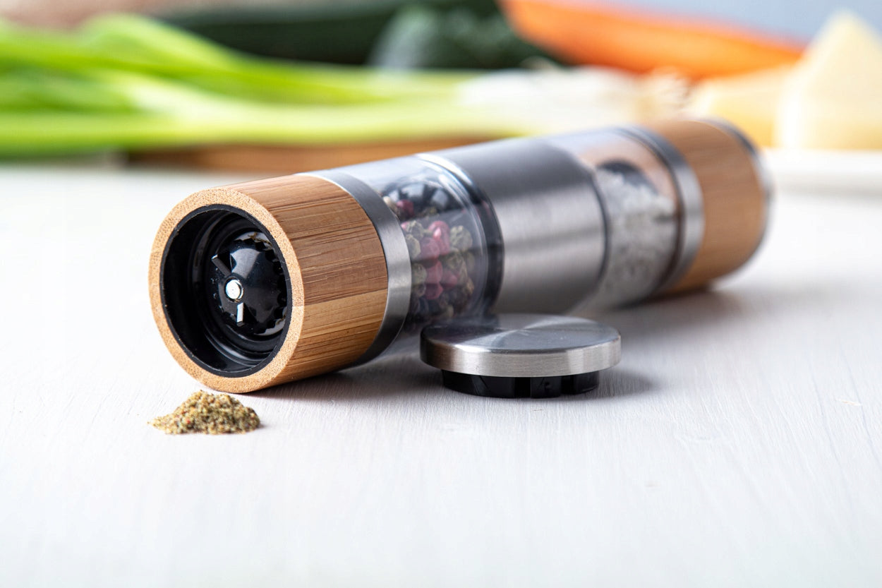 Bamboo manual grinder, DOUBLE-SIDED pepper and salt grinder 2in1, as a gift Manufacturer code AP810398
