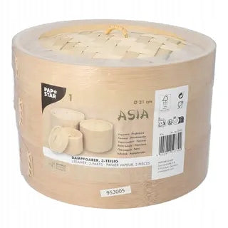 Bamboo steamer for bao steaming "ASIA" 13,5x21cm 3-pcs 1pcs