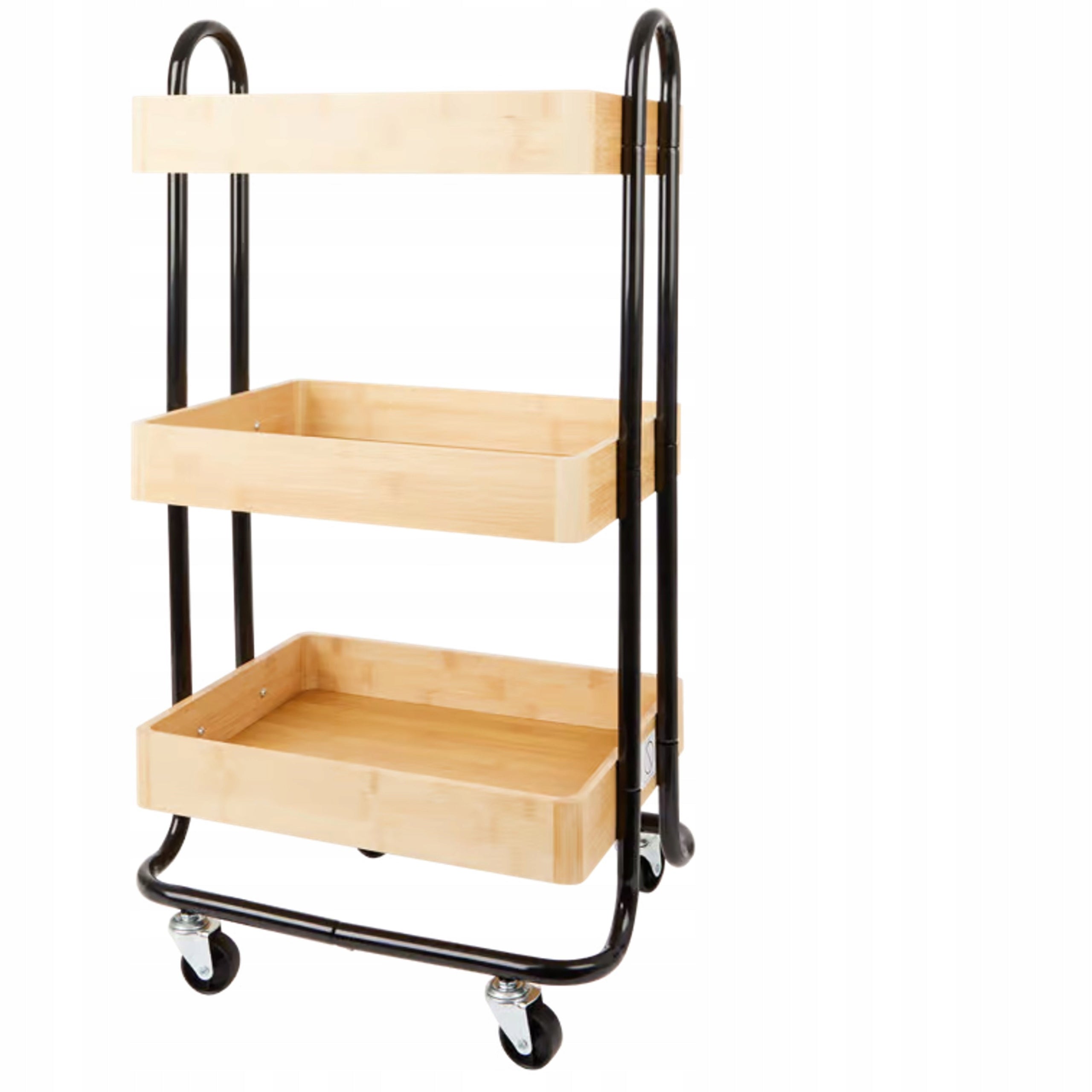 Bamboo trolley on wheels bathroom kitchen storage shelves