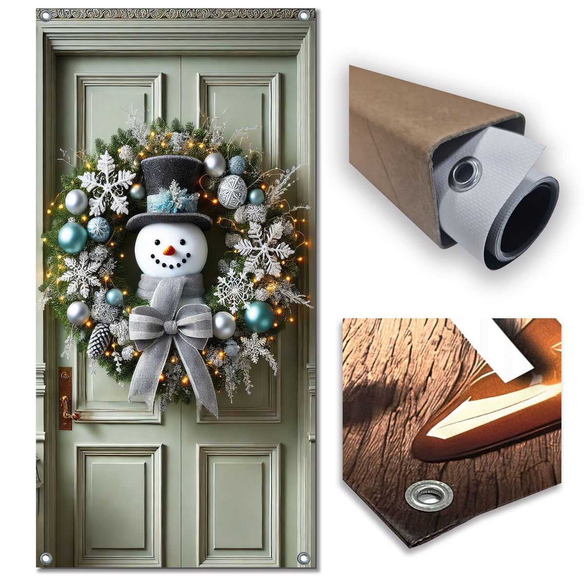 Banner 180x90 Reed Snowman Christmas Winter Home Decoration Decorative Wreath