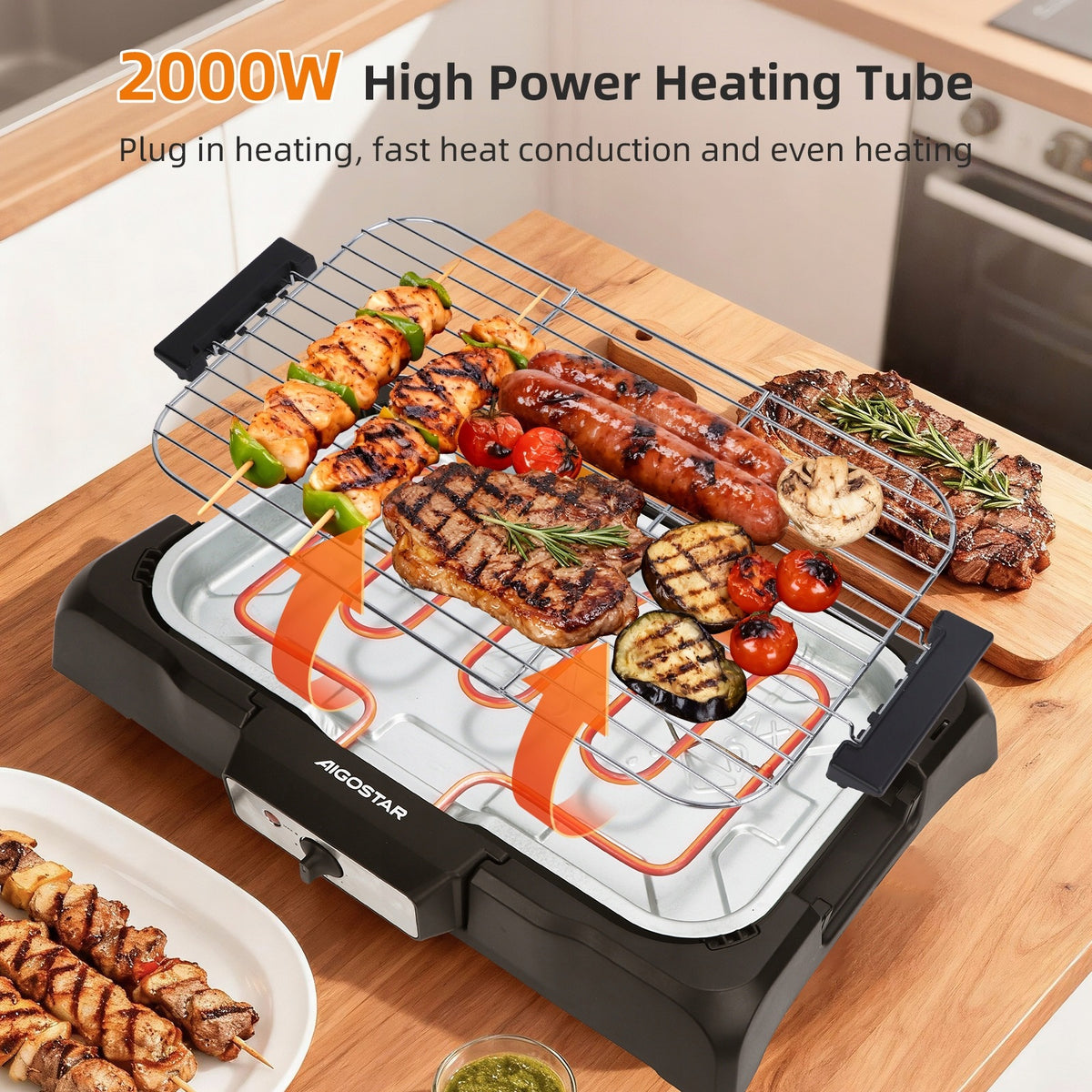Barbecue, traditional electric grill Aigostar 30ICK black 2000 W Manufacturer code 300000ICK
