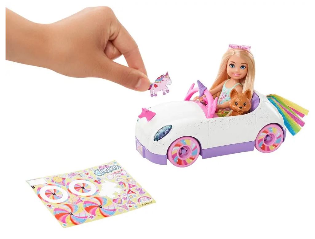 Barbie Chelsea Doll Rainbow Set Car + Doll GXT41 Car Dog Brand Mattel