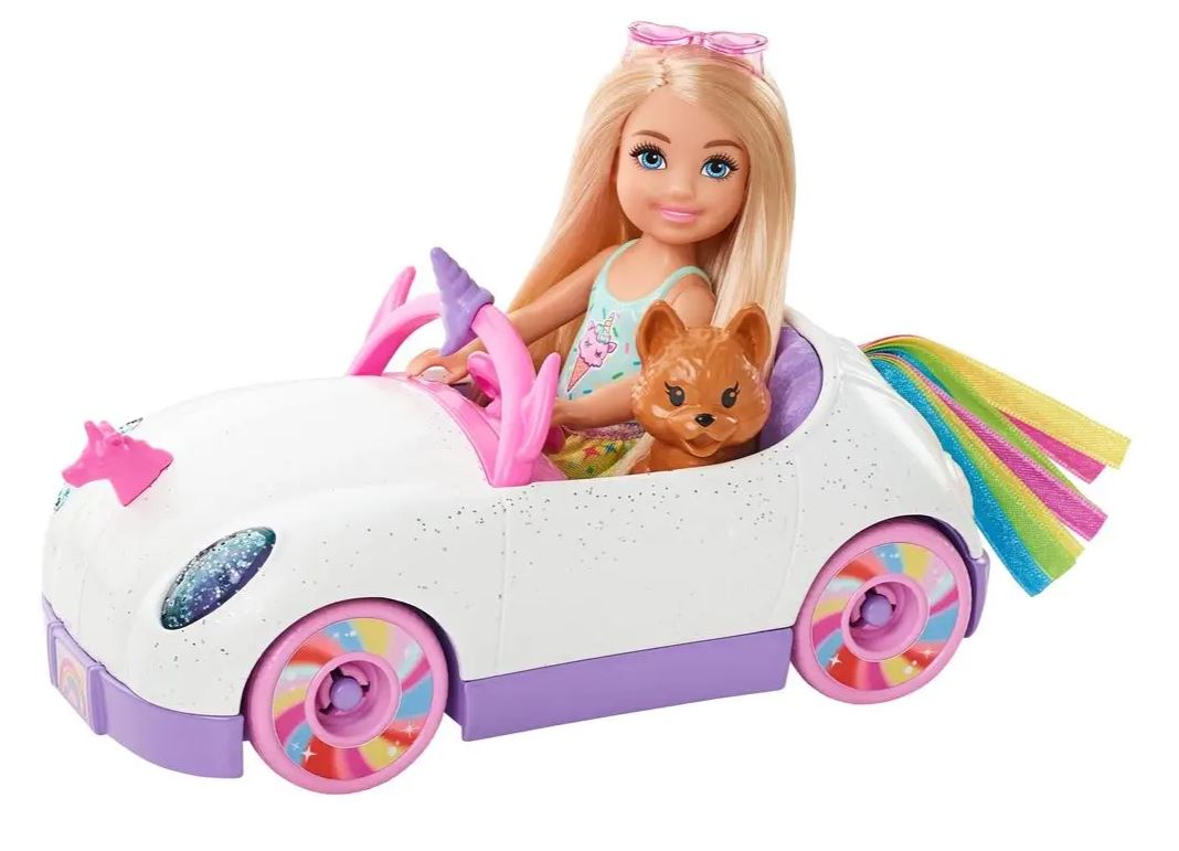 Barbie Chelsea Doll Rainbow Set Car + Doll GXT41 Car Dog